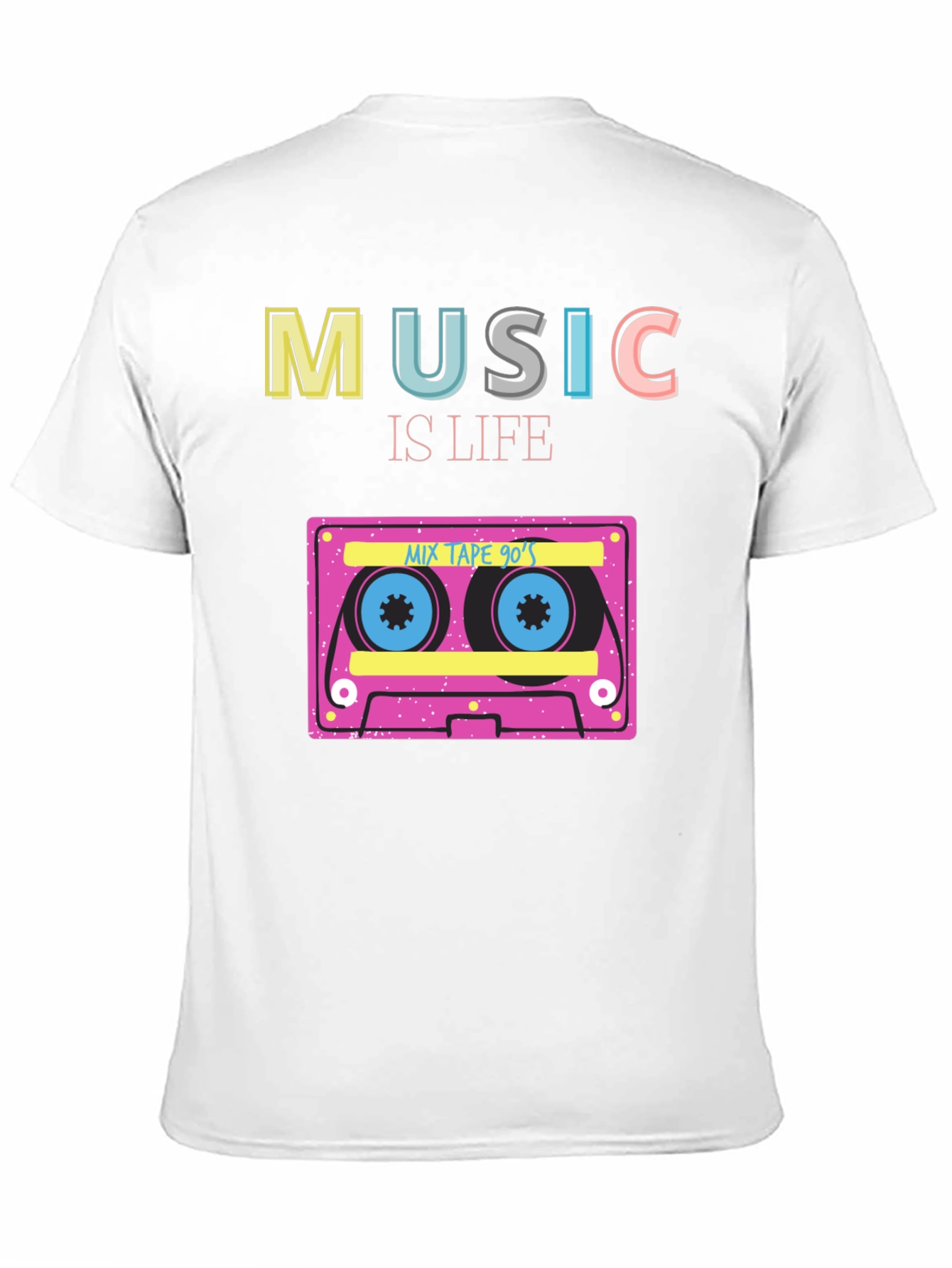 Music is Life 90s Mix Tape Black T-Shirt