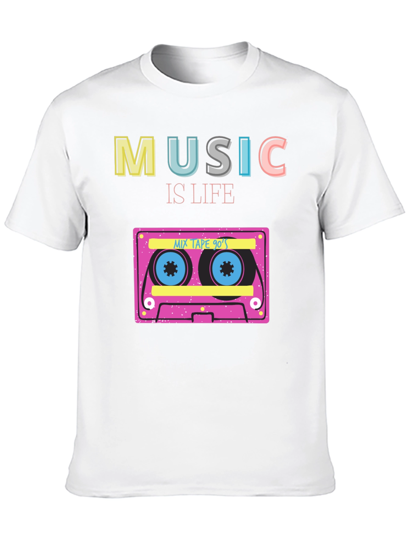Music is Life 90s Mix Tape Black T-Shirt