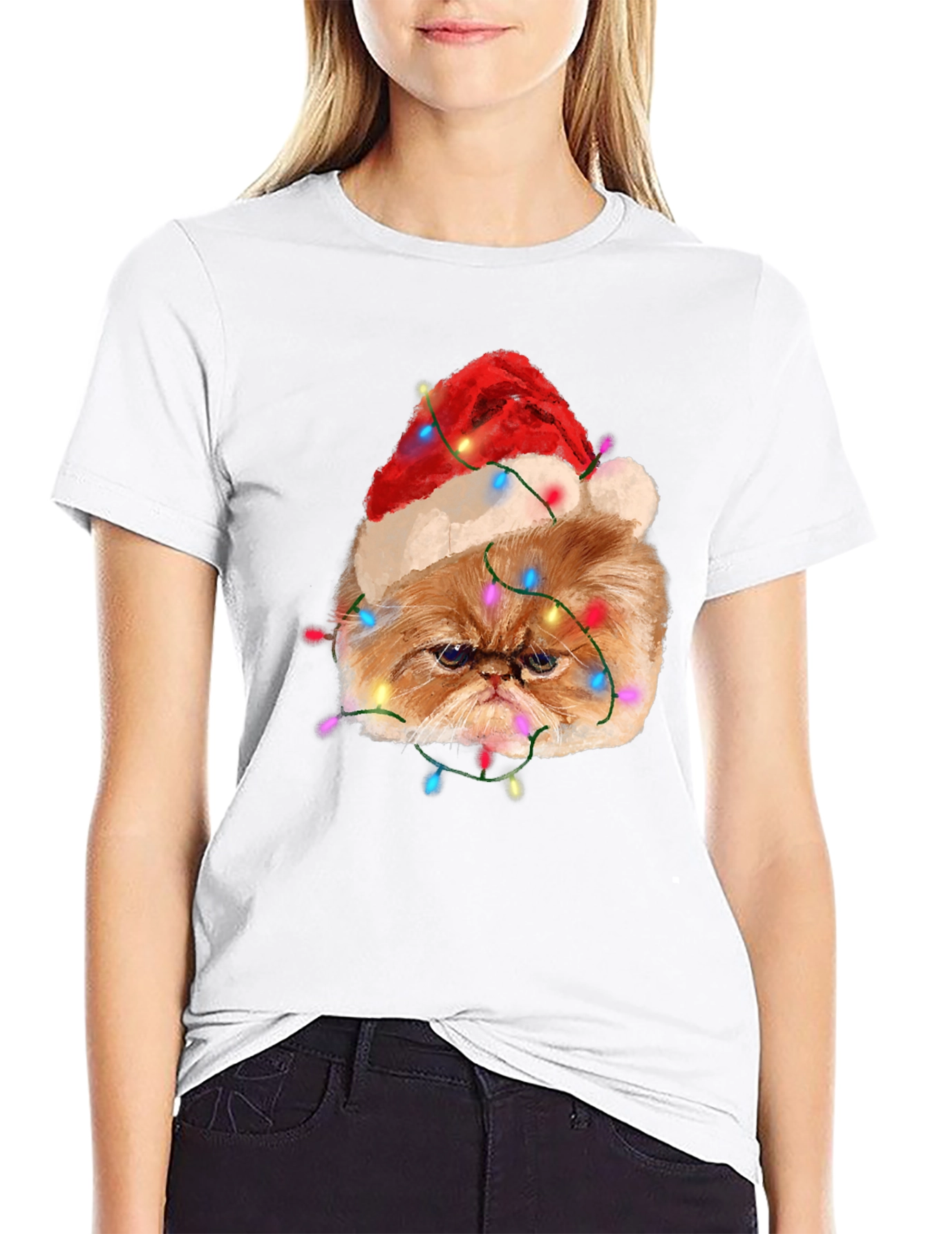 Festive Cat T-Shirt - Holiday Humor Apparel