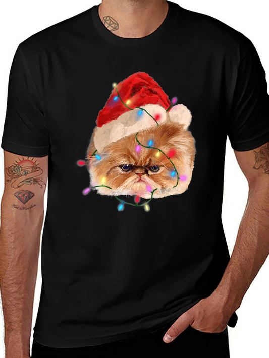 Festive Cat T-Shirt - Holiday Humor Apparel