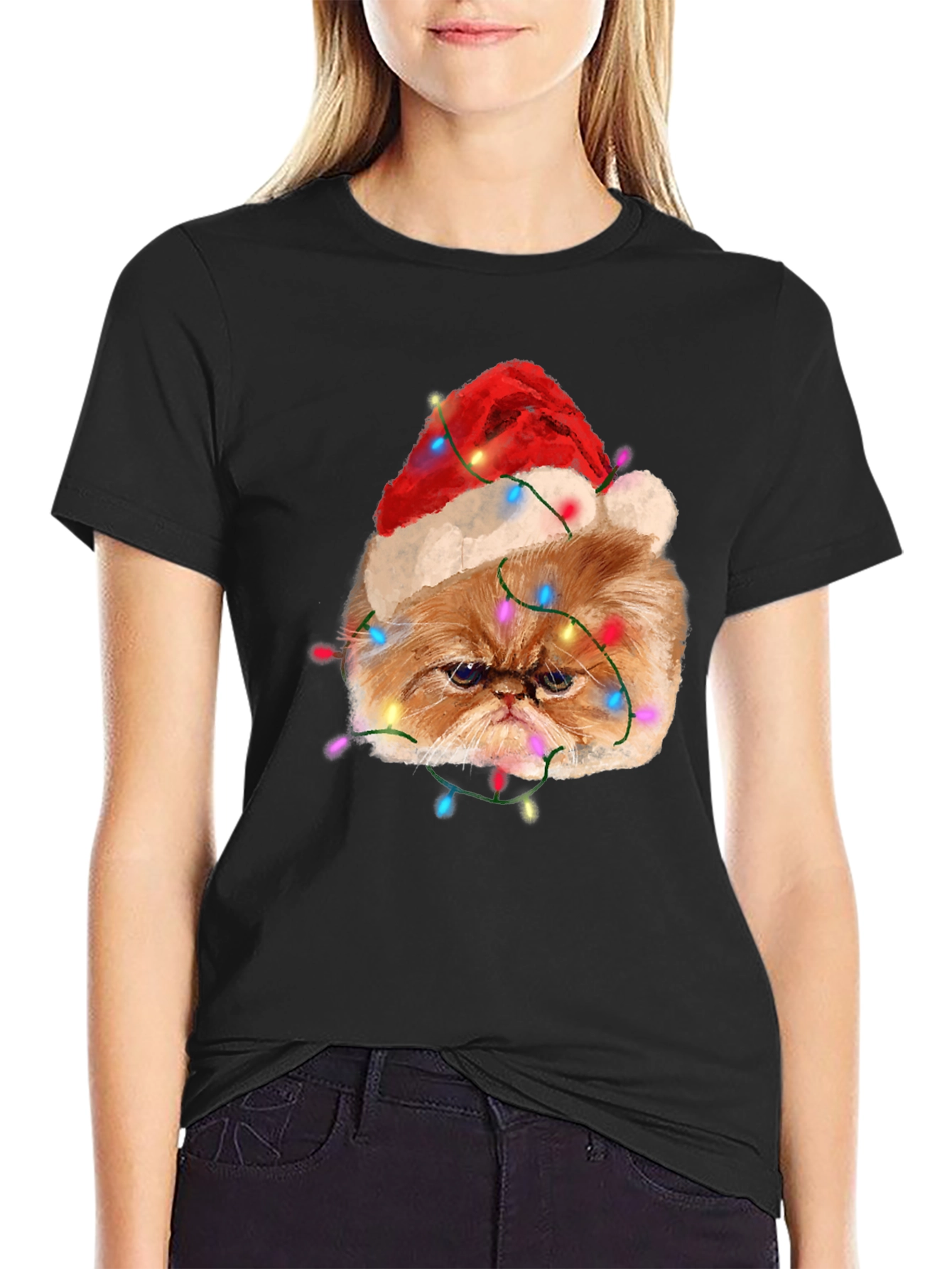 Festive Cat T-Shirt - Holiday Humor Apparel