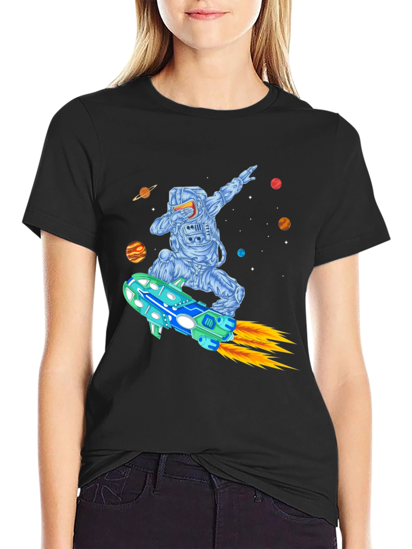 Astronaut Dabbing on Rocket T-Shirt - Space Adventure