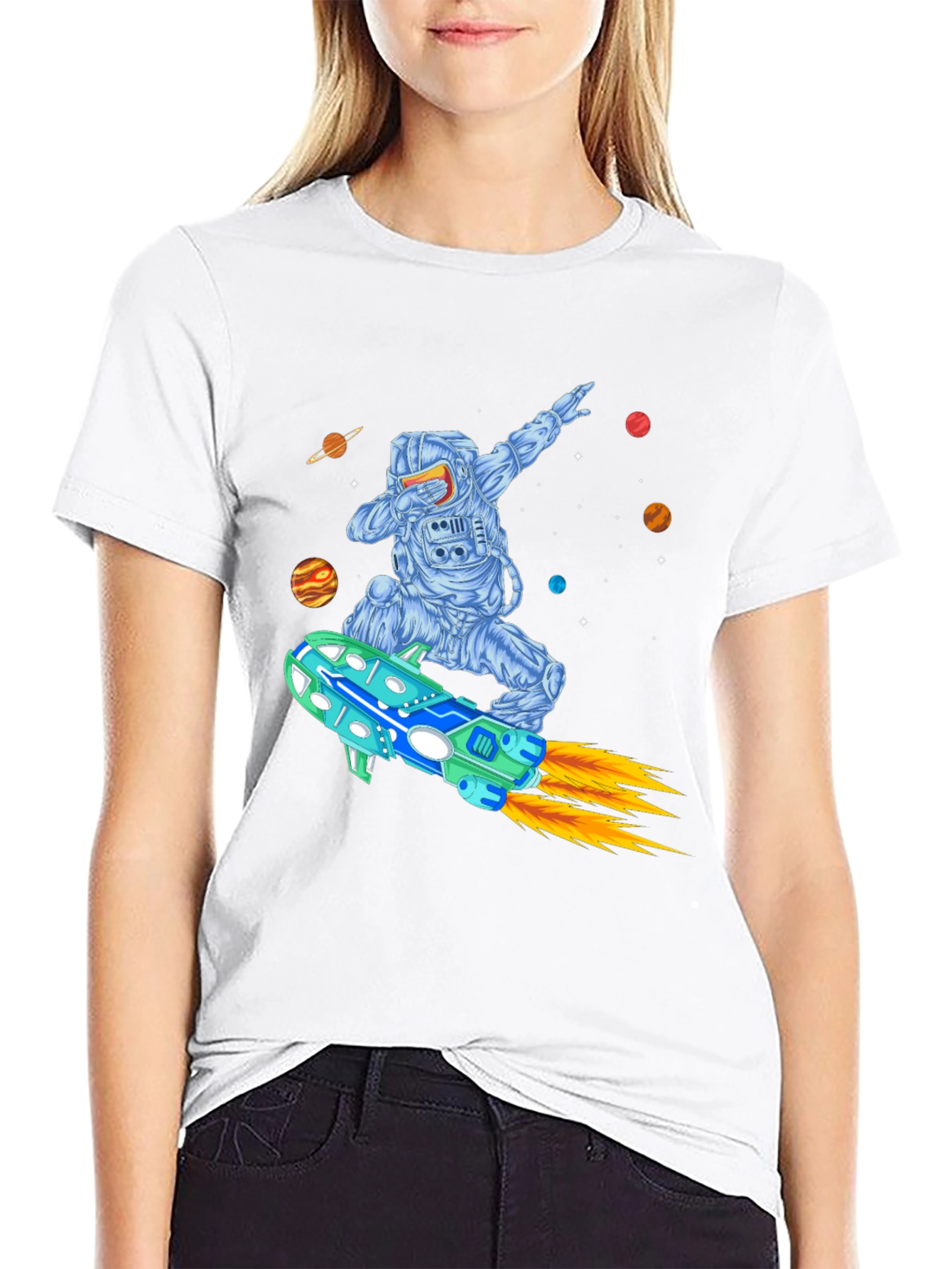 Astronaut Dabbing on Rocket T-Shirt - Space Adventure