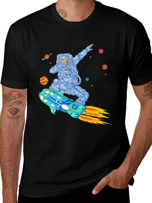 Astronaut Dabbing on Rocket T-Shirt - Space Adventure