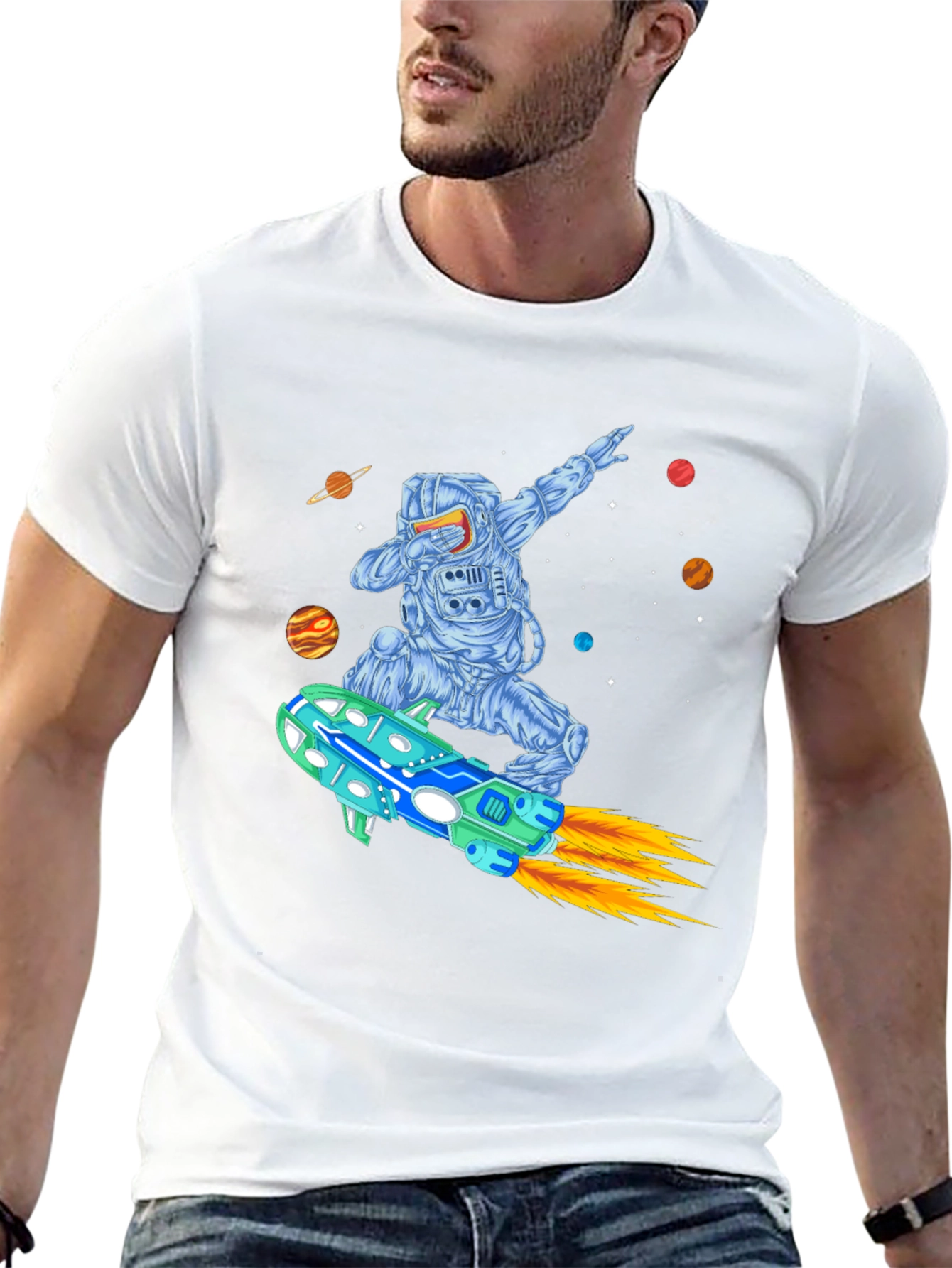 Astronaut Dabbing on Rocket T-Shirt - Space Adventure