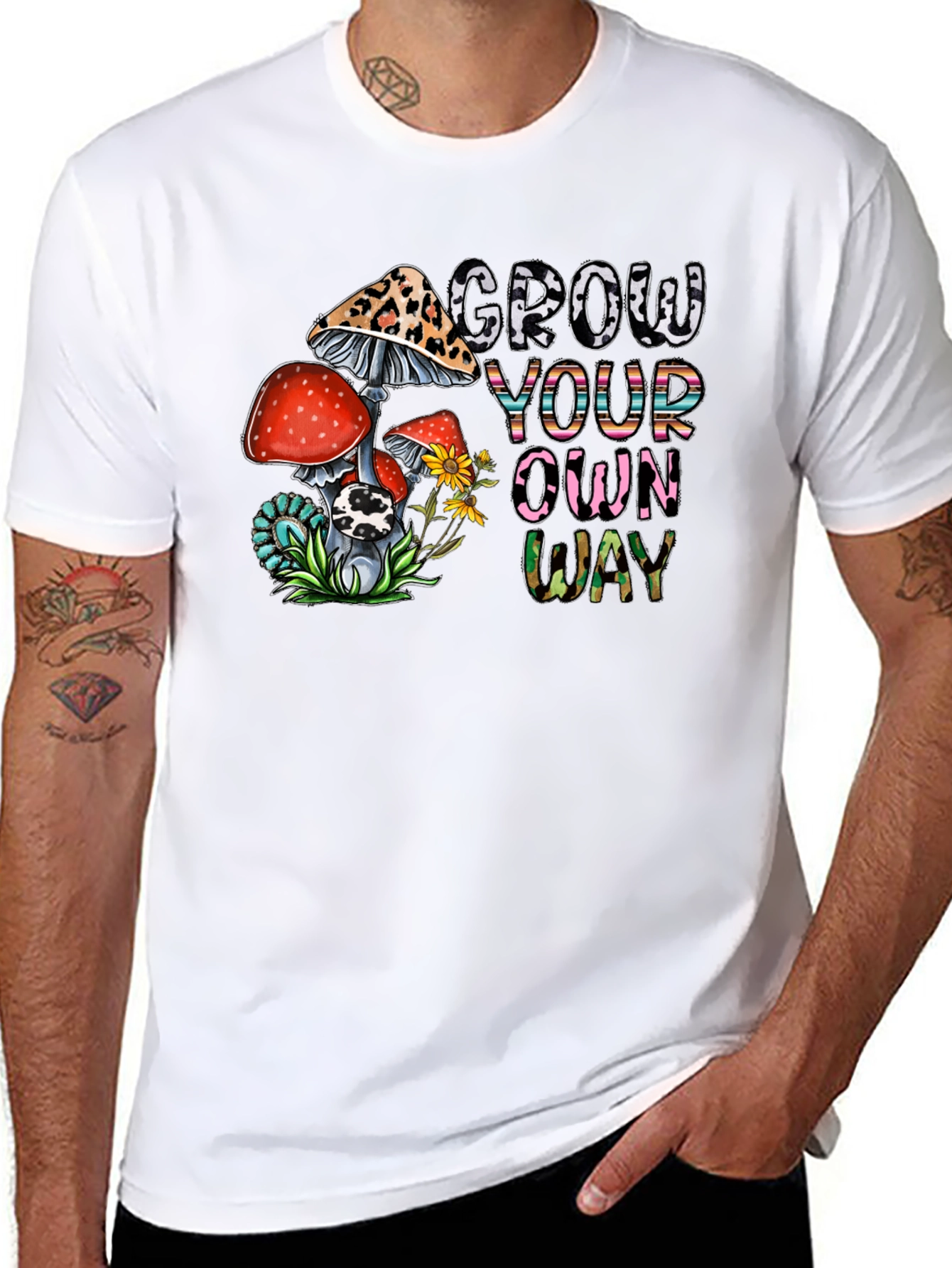 Grow Your Own Way Tee - Funky Mushroom Design