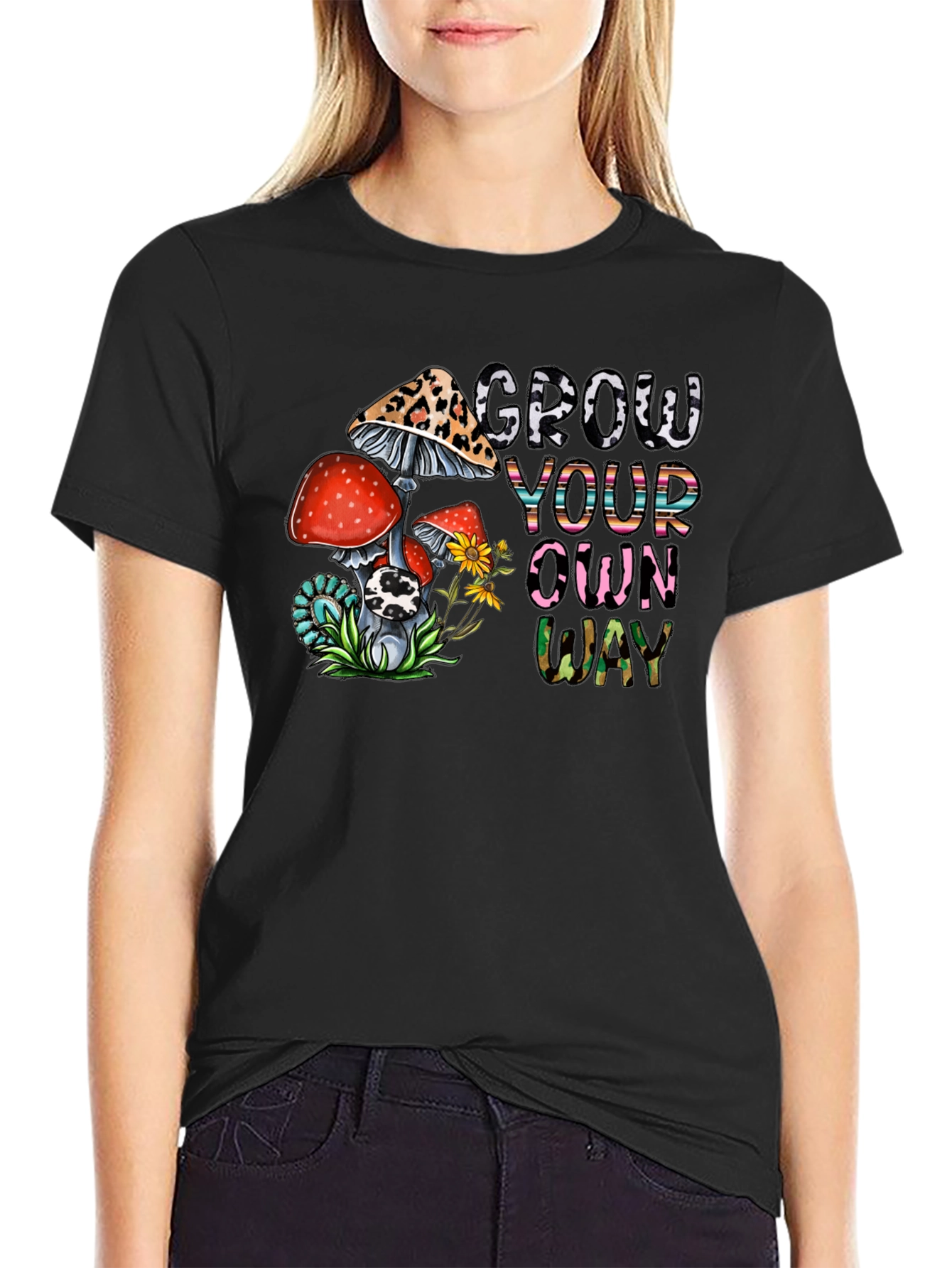 Grow Your Own Way Tee - Funky Mushroom Design