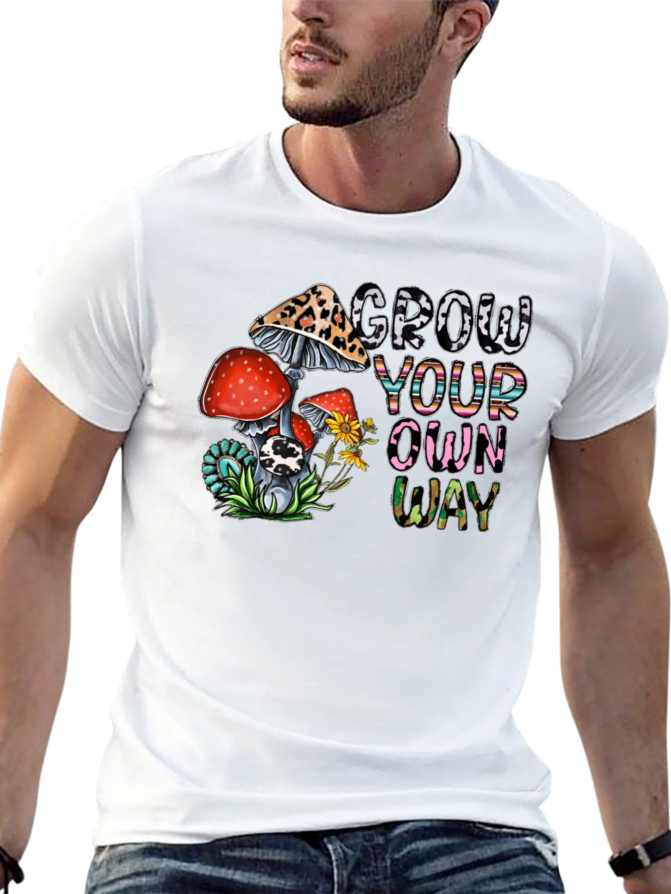 Grow Your Own Way Tee - Funky Mushroom Design