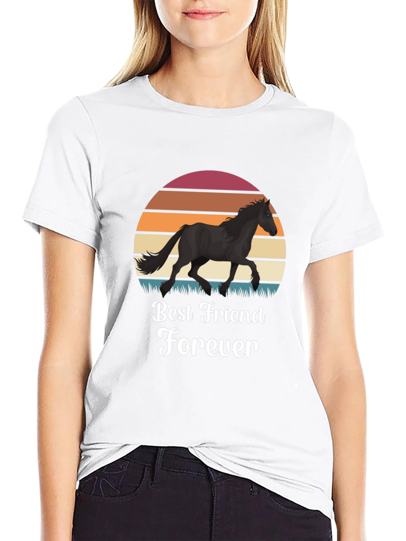Best Friend Forever Black Horse Graphic Tee