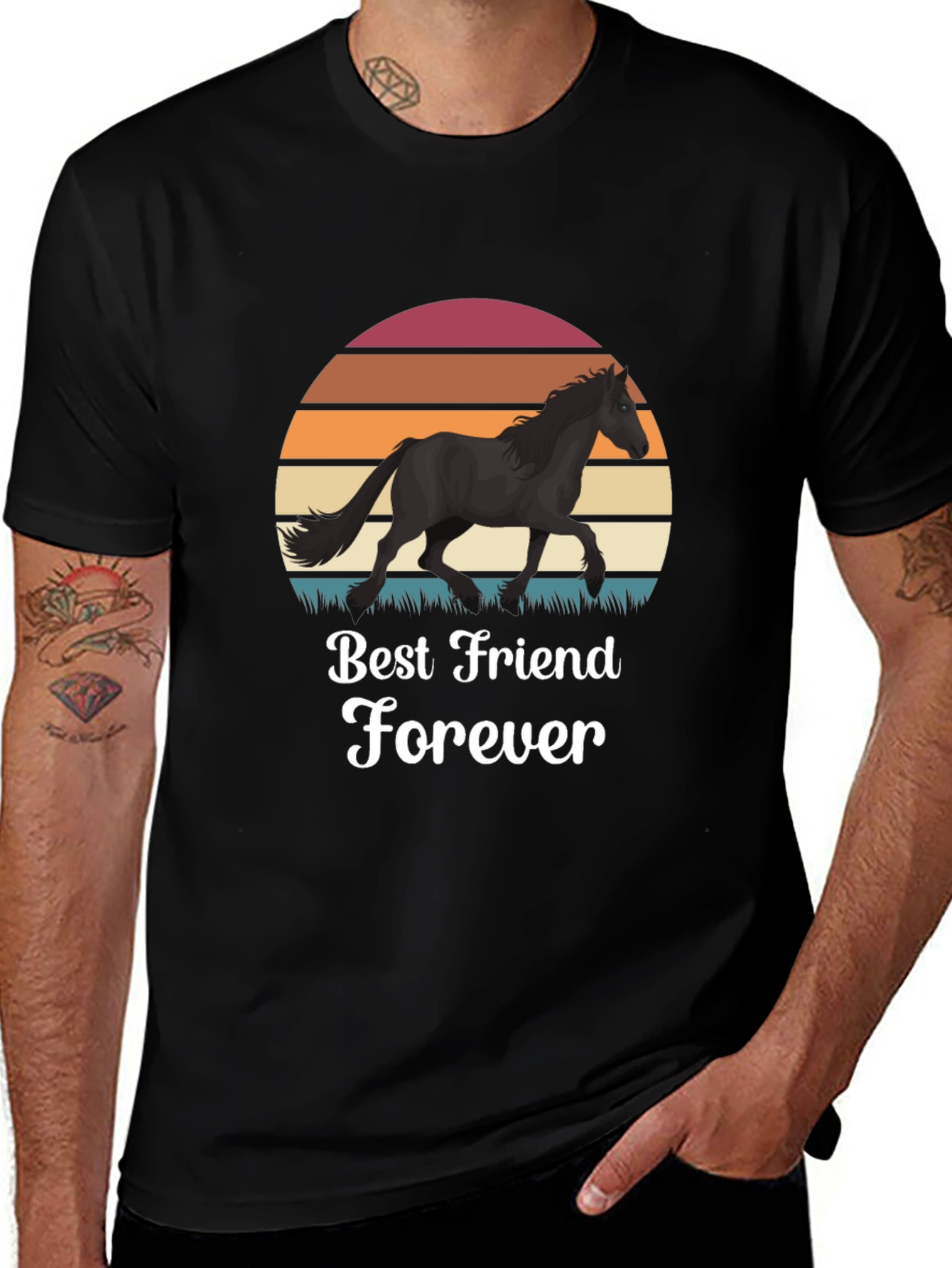 Best Friend Forever Black Horse Graphic Tee