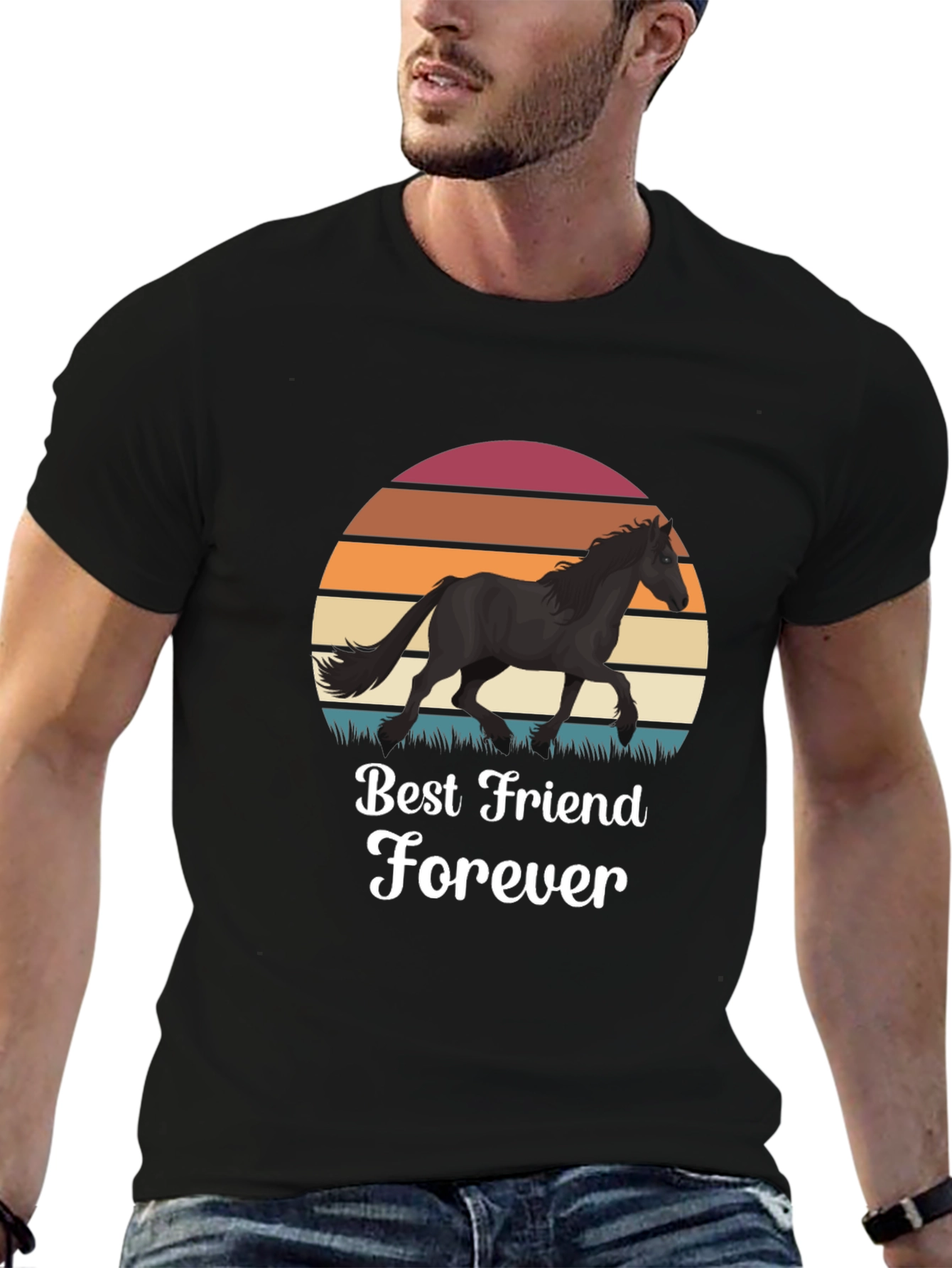 Best Friend Forever Black Horse Graphic Tee