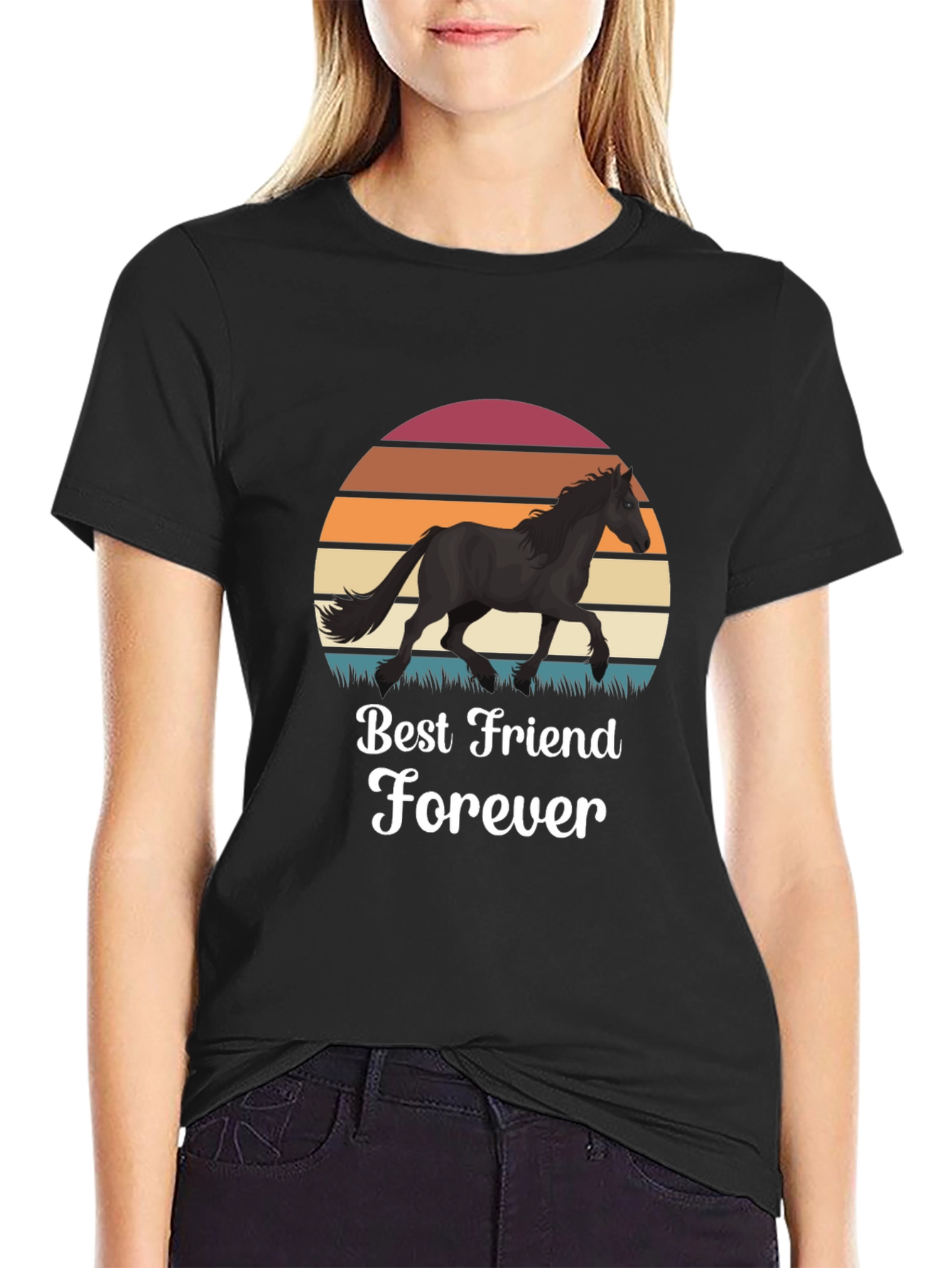 Best Friend Forever Black Horse Graphic Tee
