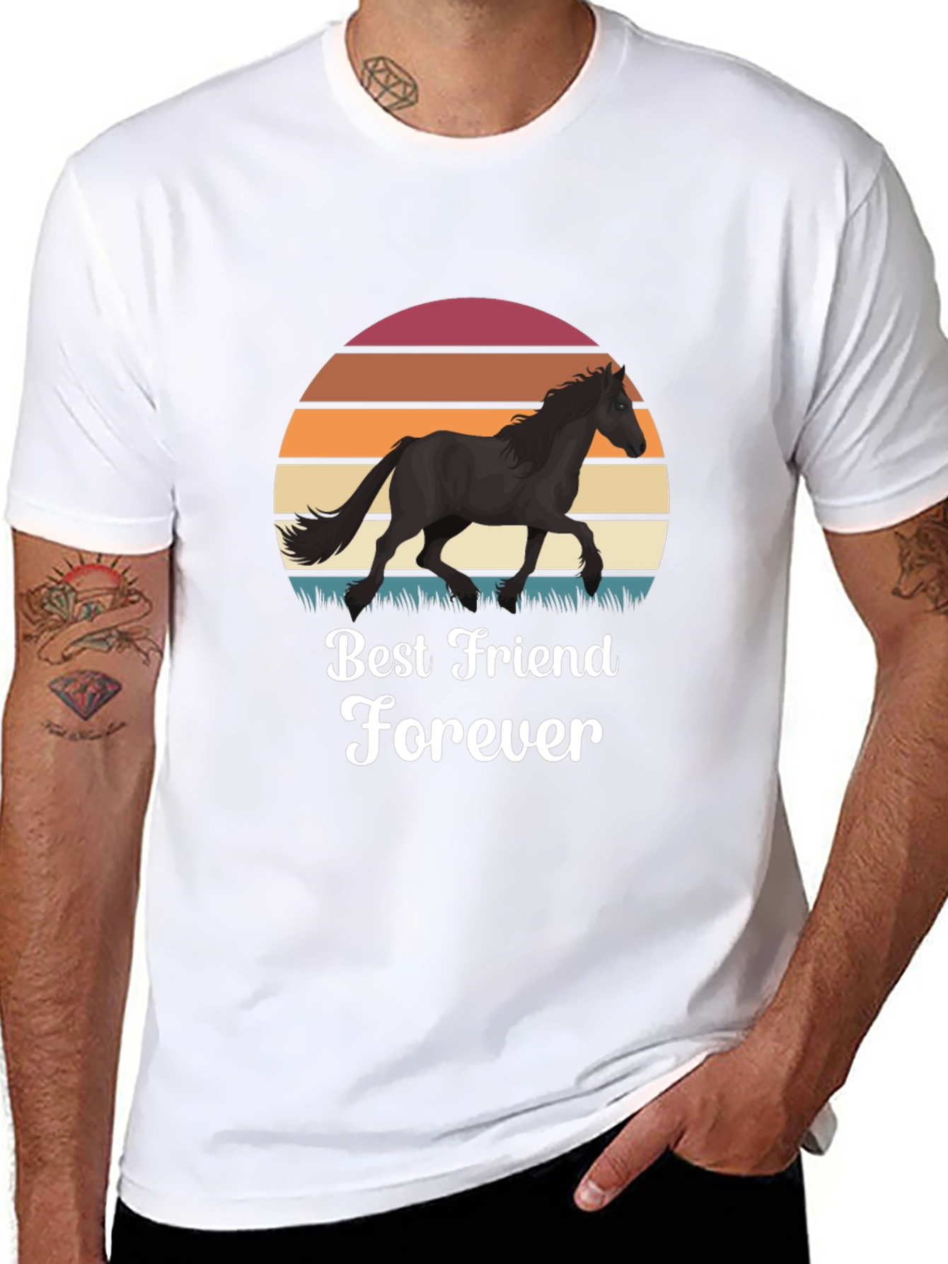 Best Friend Forever Black Horse Graphic Tee