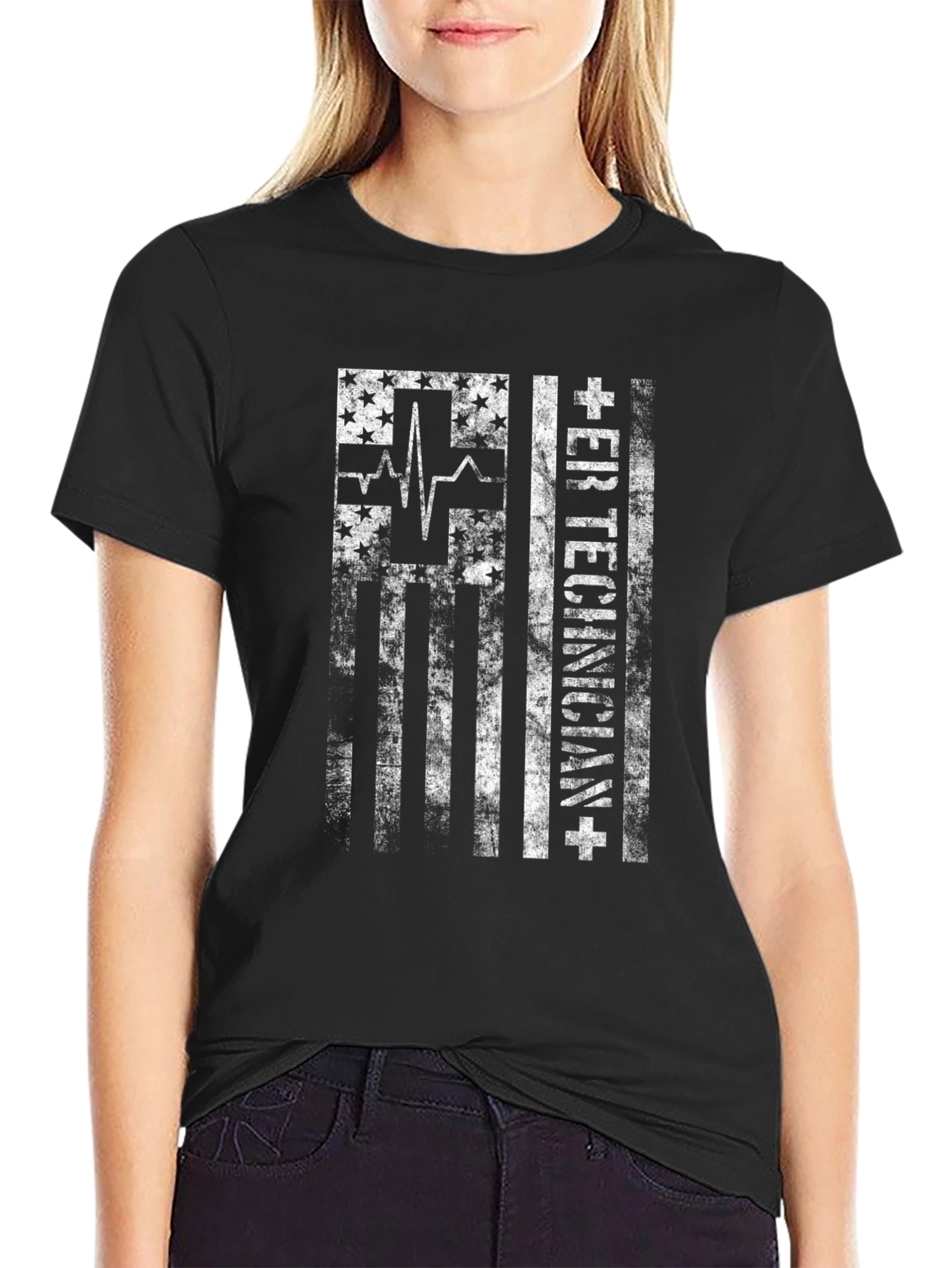 ER Technician American Flag T-Shirt