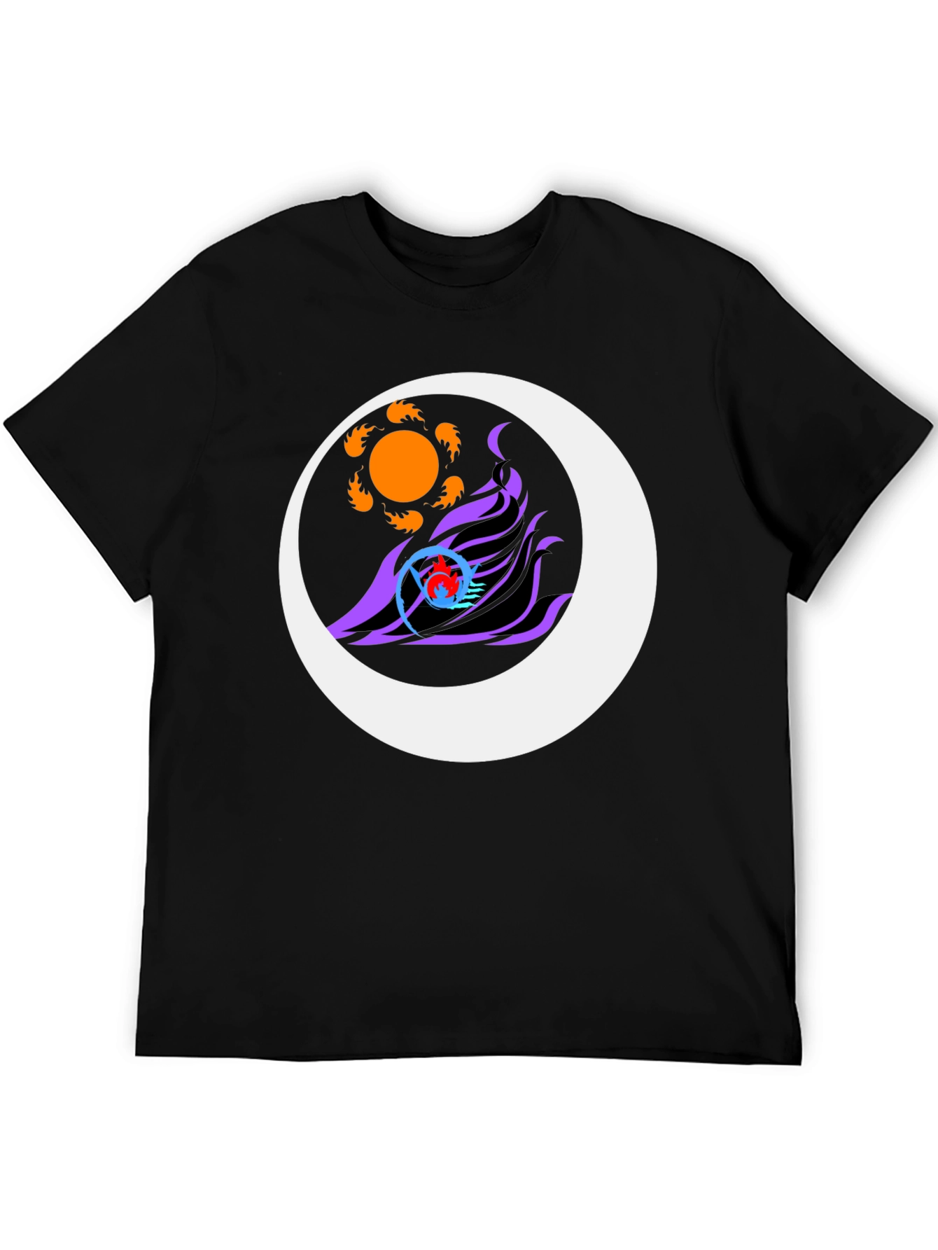 Sun & Moon Graphic Tee - Black Casual Style