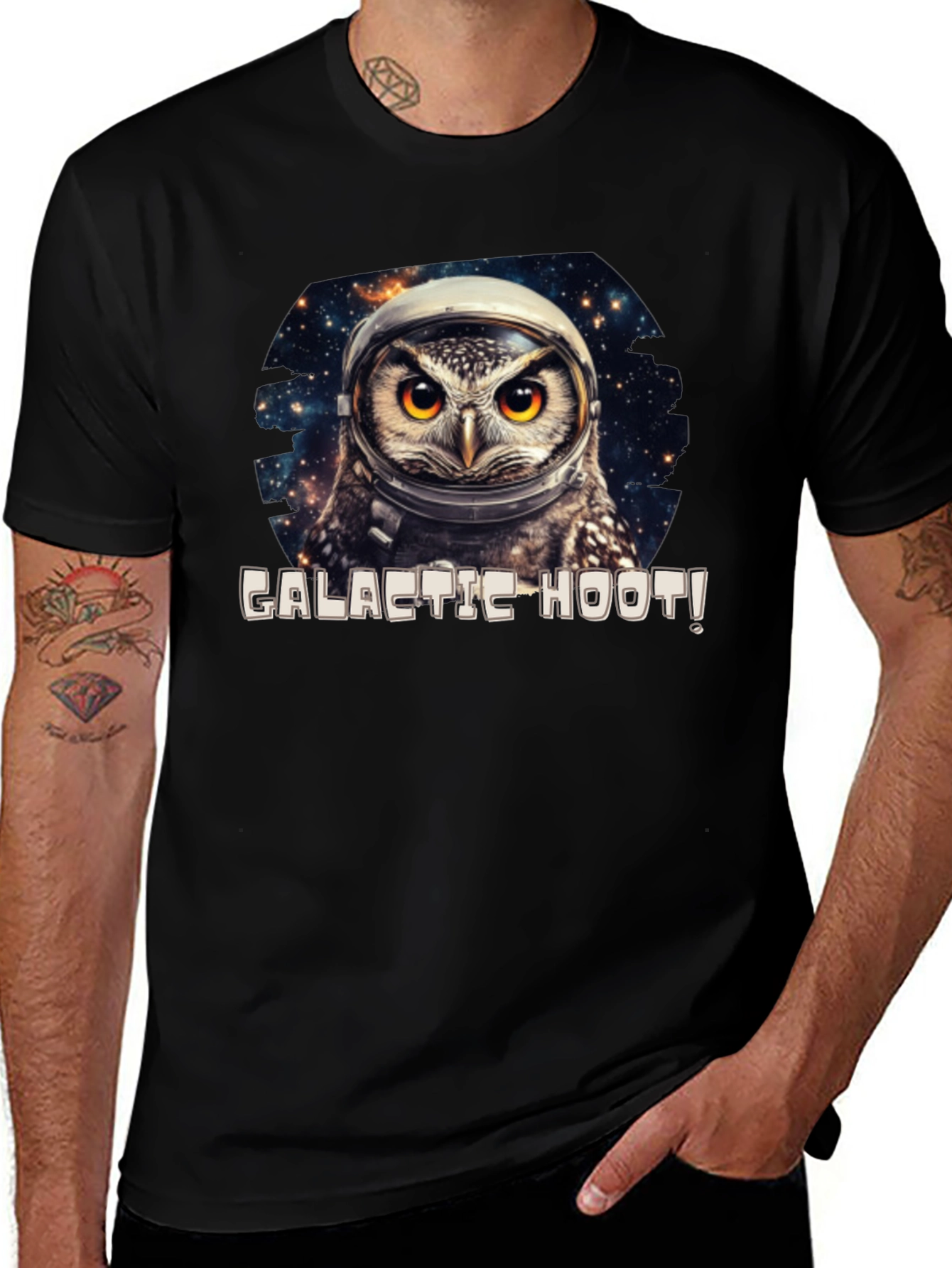 Galactic Hoot Owl T-Shirt - Space Adventure Tee