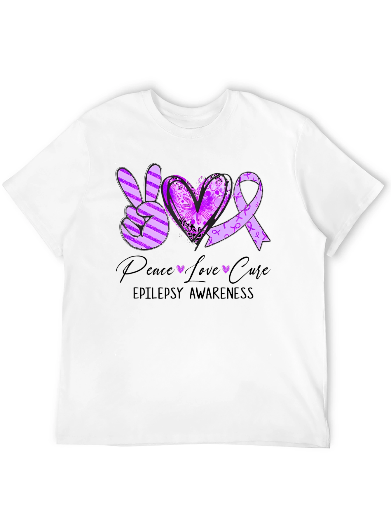 Epilepsy Awareness Peace Love Cure T-Shirt