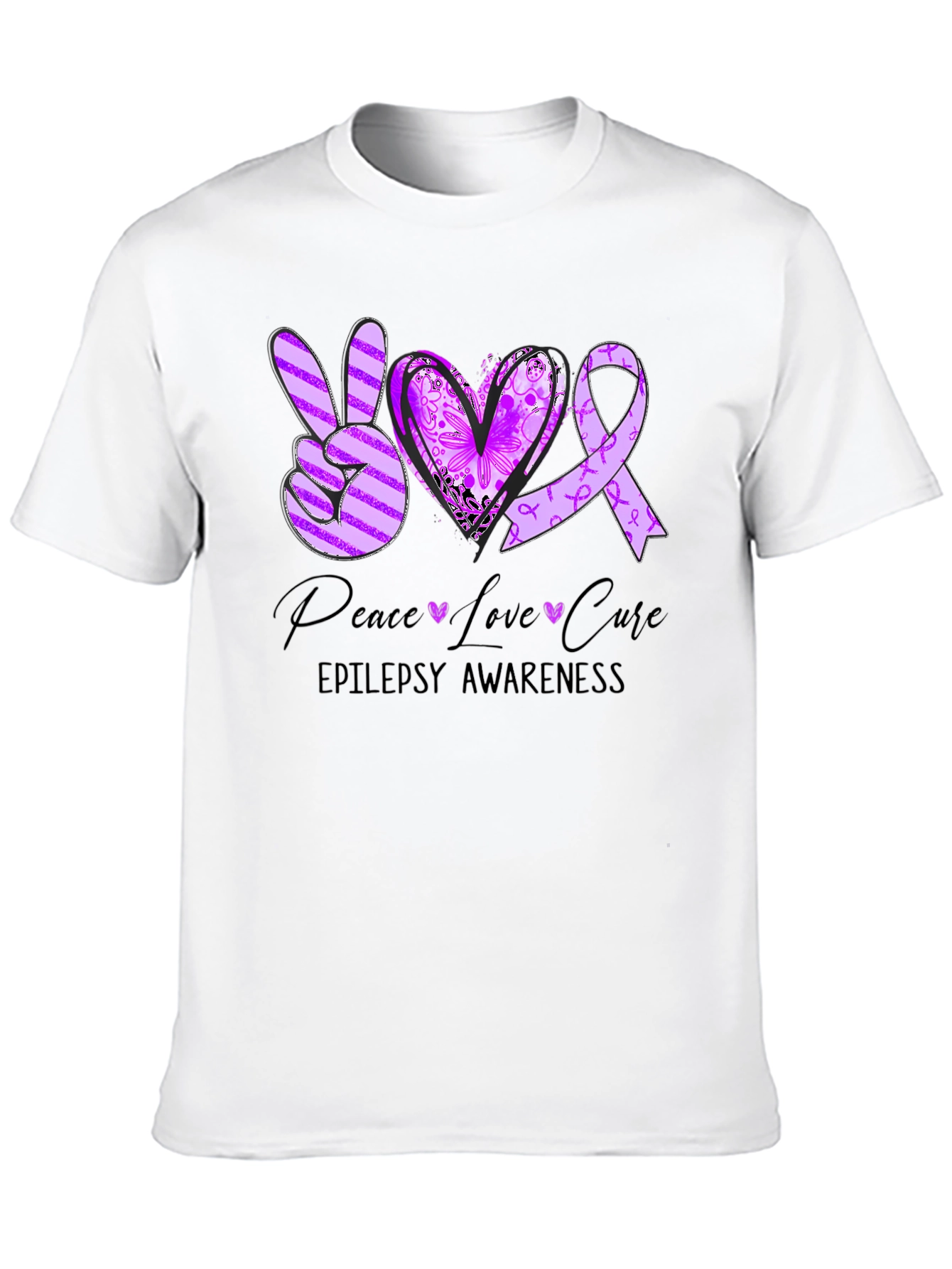 Epilepsy Awareness Peace Love Cure T-Shirt