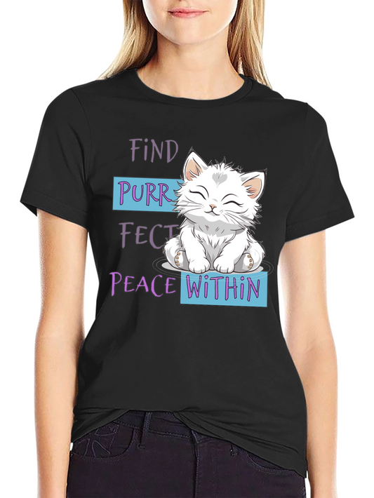 Purrfect Peace Within Cat Graphic T-Shirt