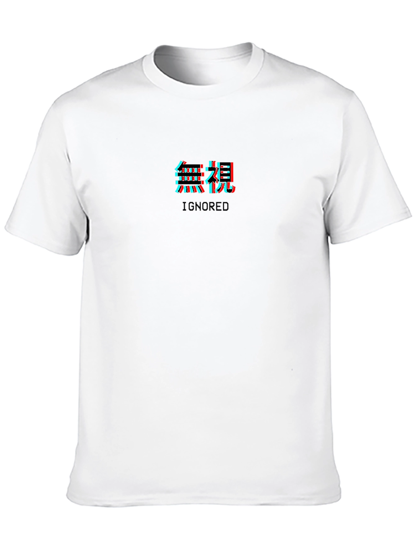 Ignored Black T-Shirt with Japanese Text Graphic