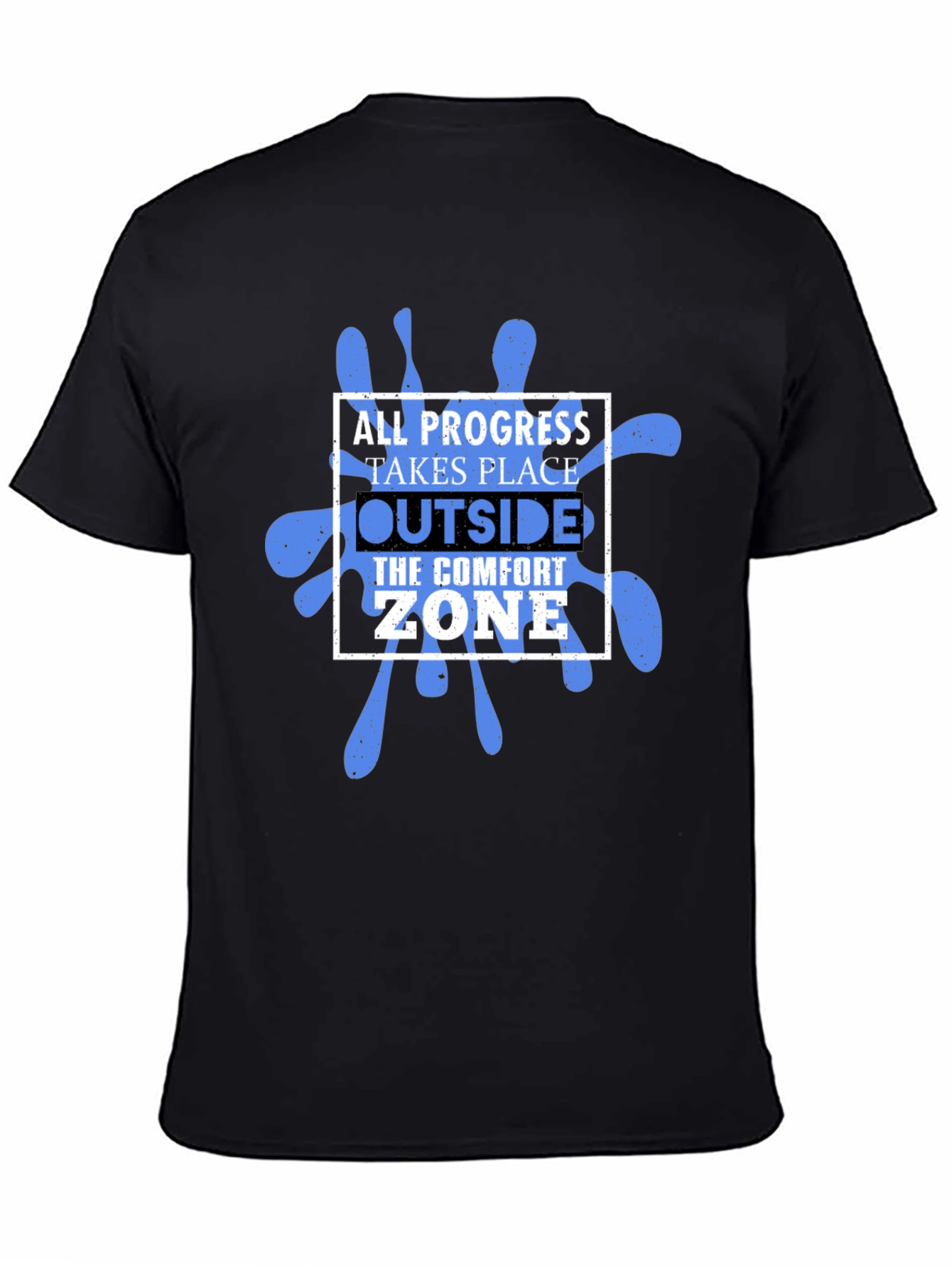 Progress Outside Comfort Zone Black Graphic T-Shirt