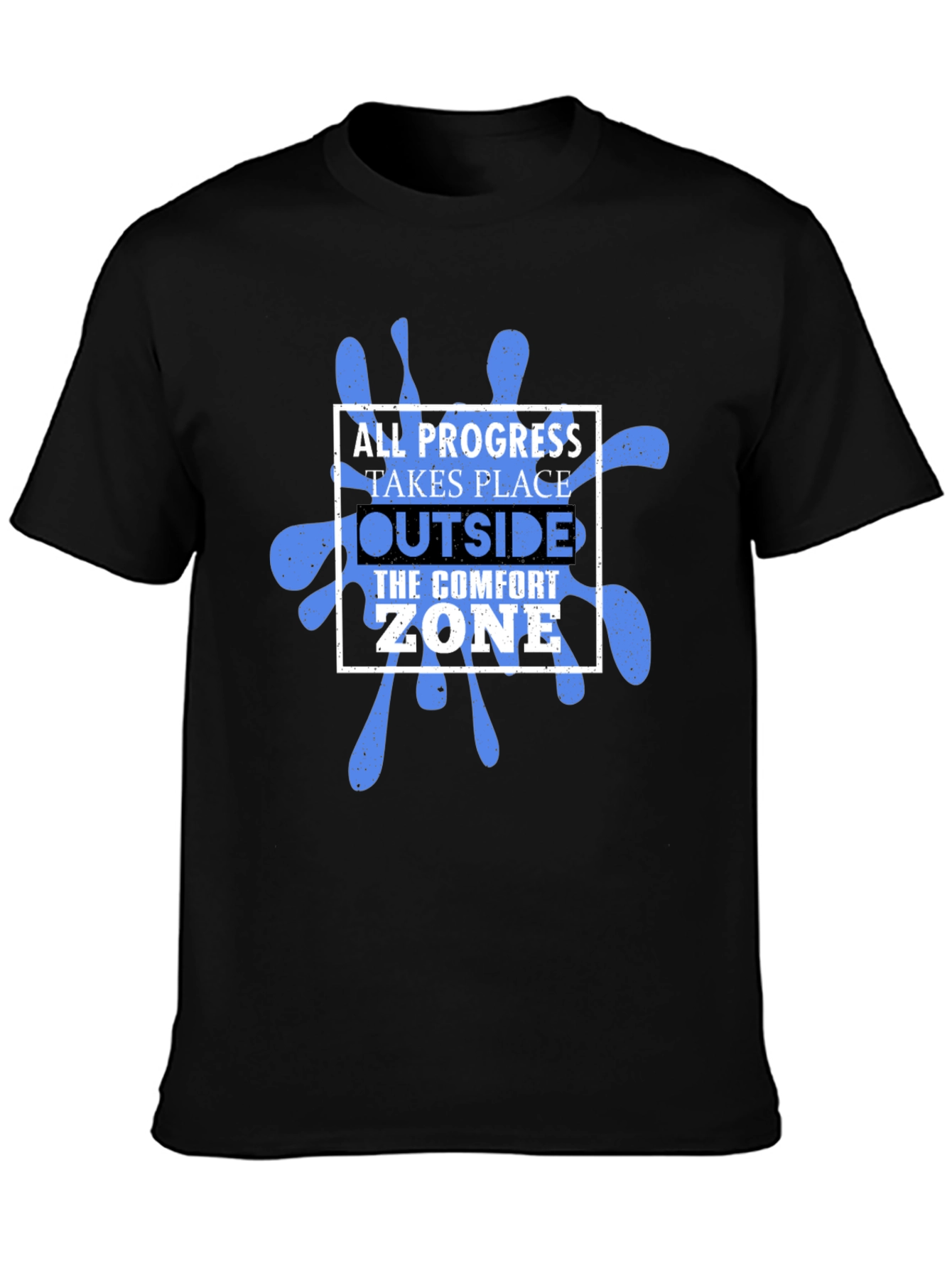 Progress Outside Comfort Zone Black Graphic T-Shirt