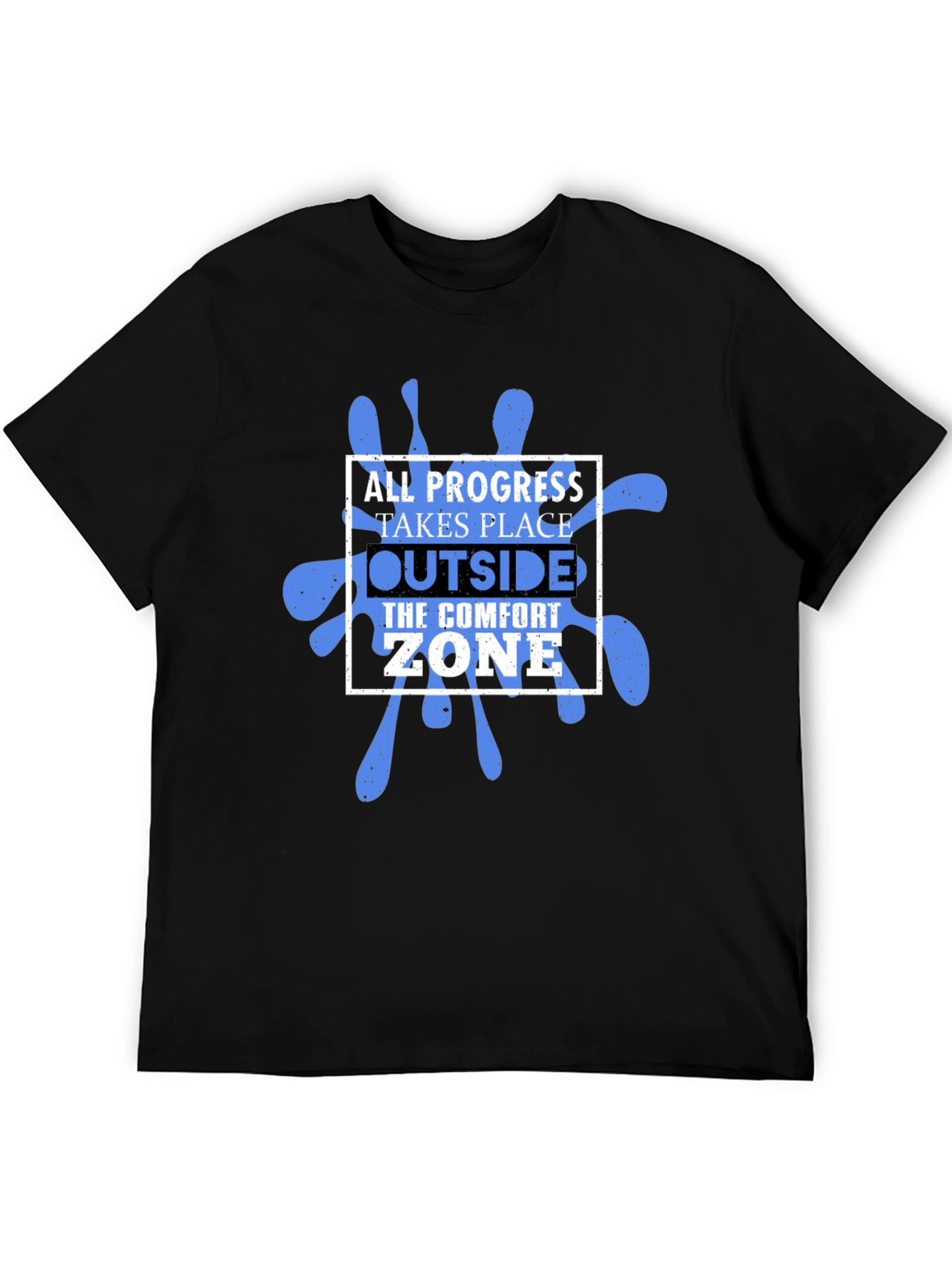 Progress Outside Comfort Zone Black Graphic T-Shirt