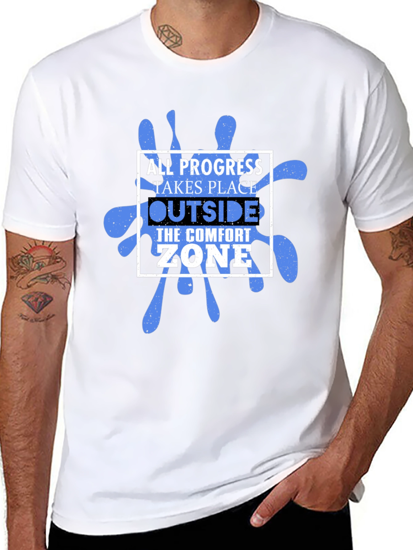 Progress Outside Comfort Zone Black Graphic T-Shirt