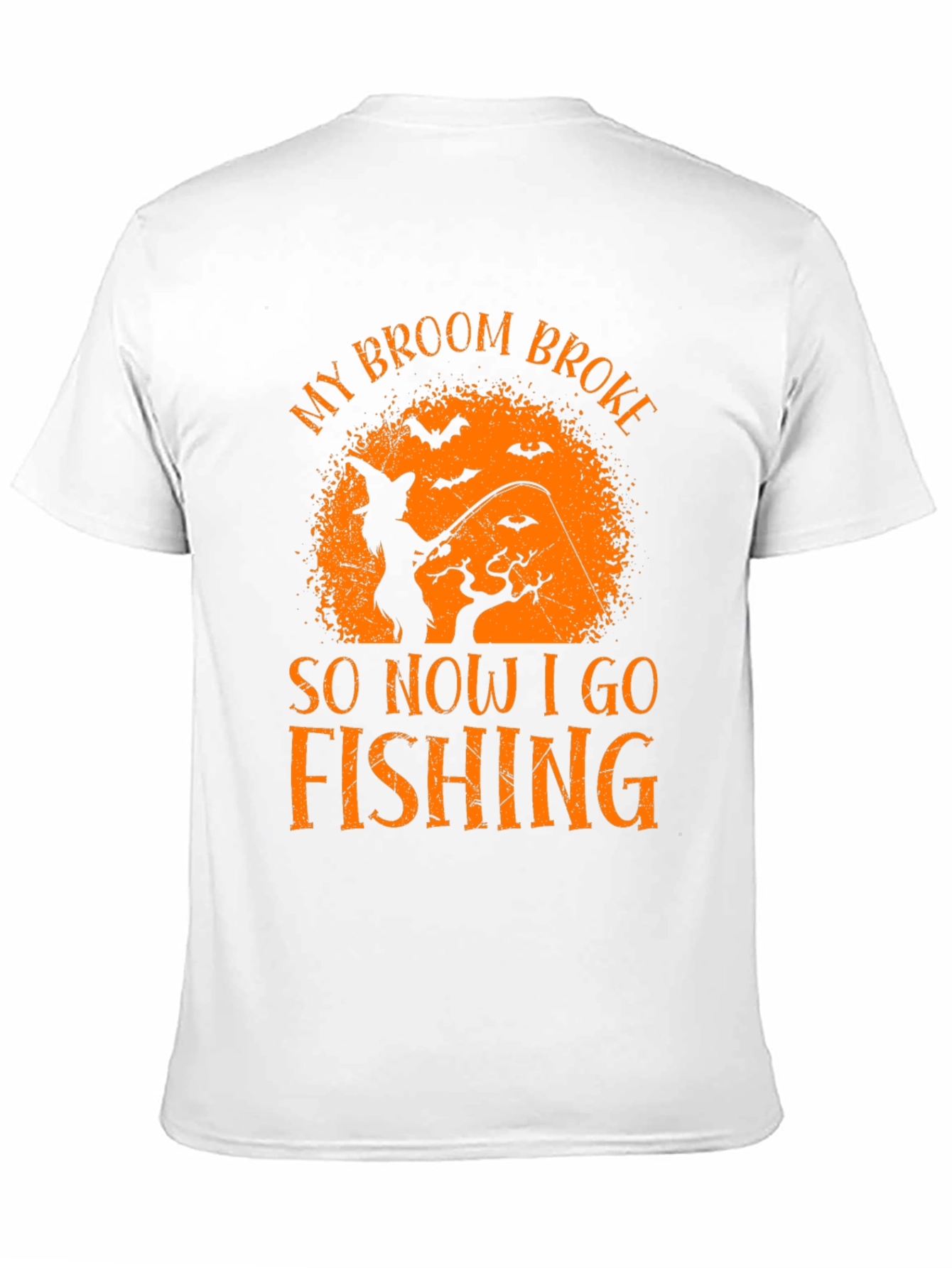 Halloween Fishing T-Shirt Witch Broom Broke Tee
