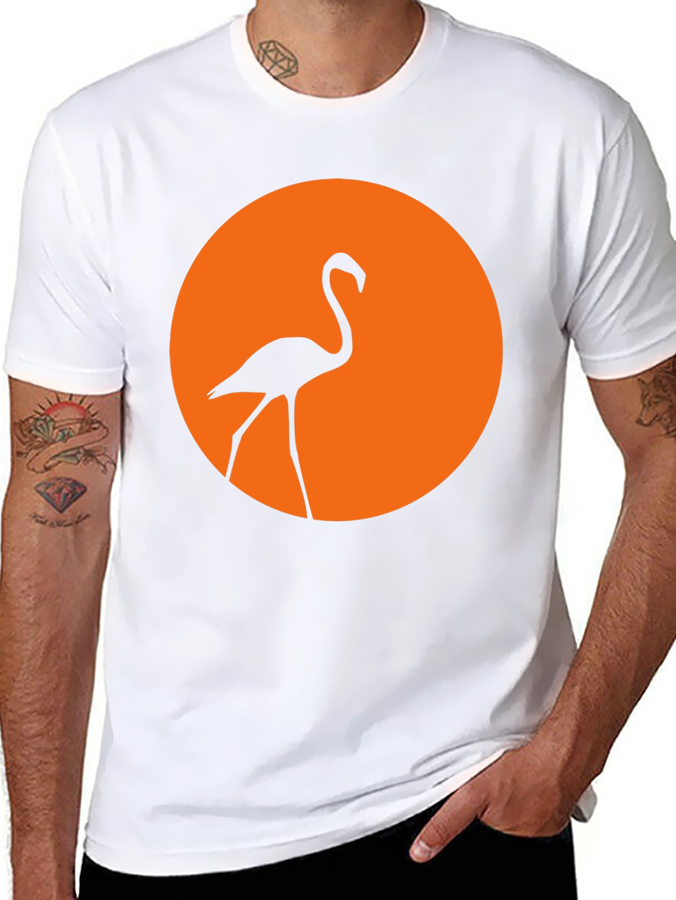 Flamingo Sunset Graphic Tee - Stylish Black T-Shirt