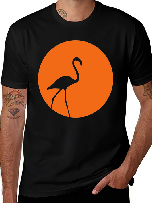 Flamingo Sunset Graphic Tee - Stylish Black T-Shirt
