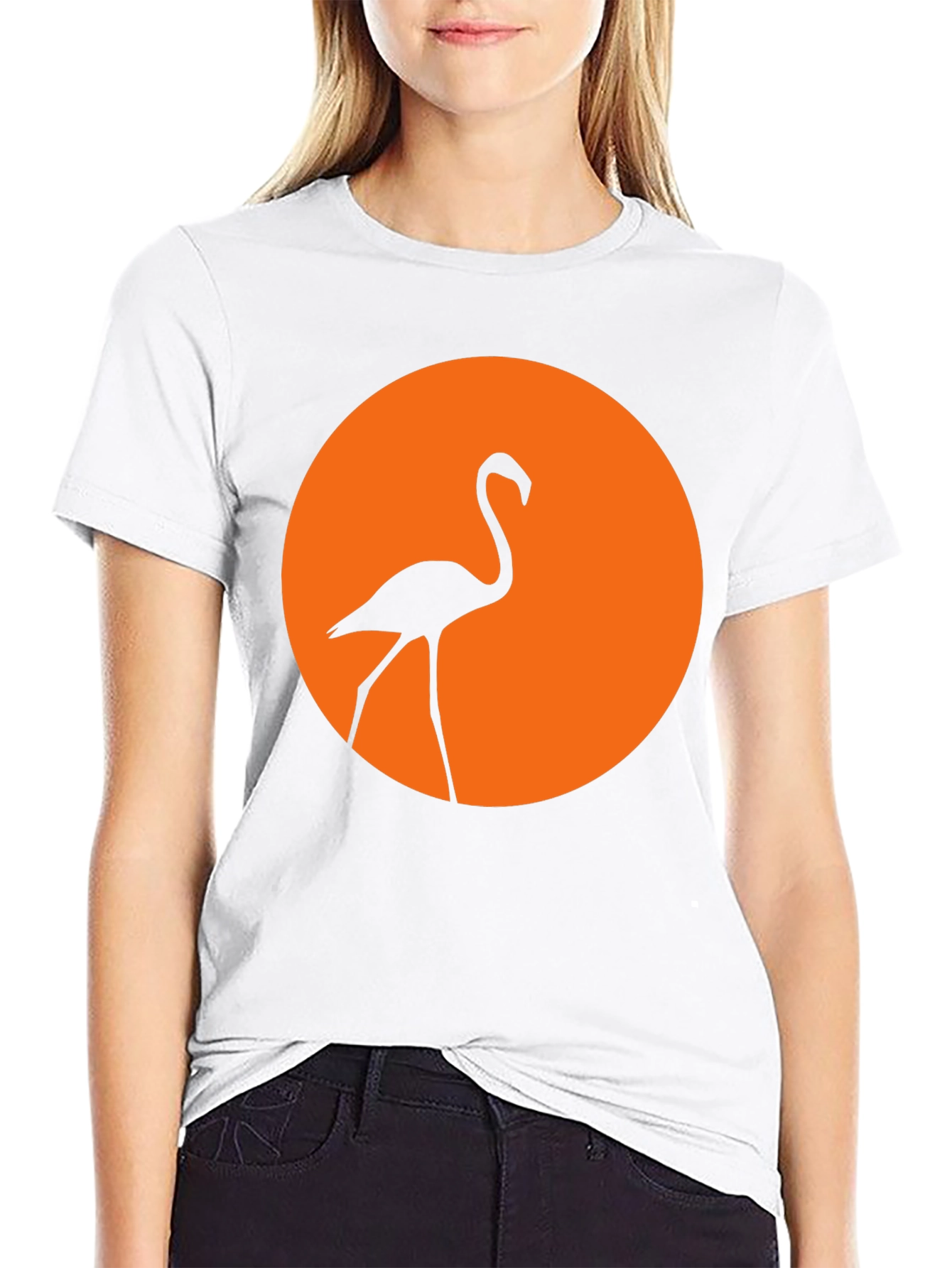 Flamingo Sunset Graphic Tee - Stylish Black T-Shirt