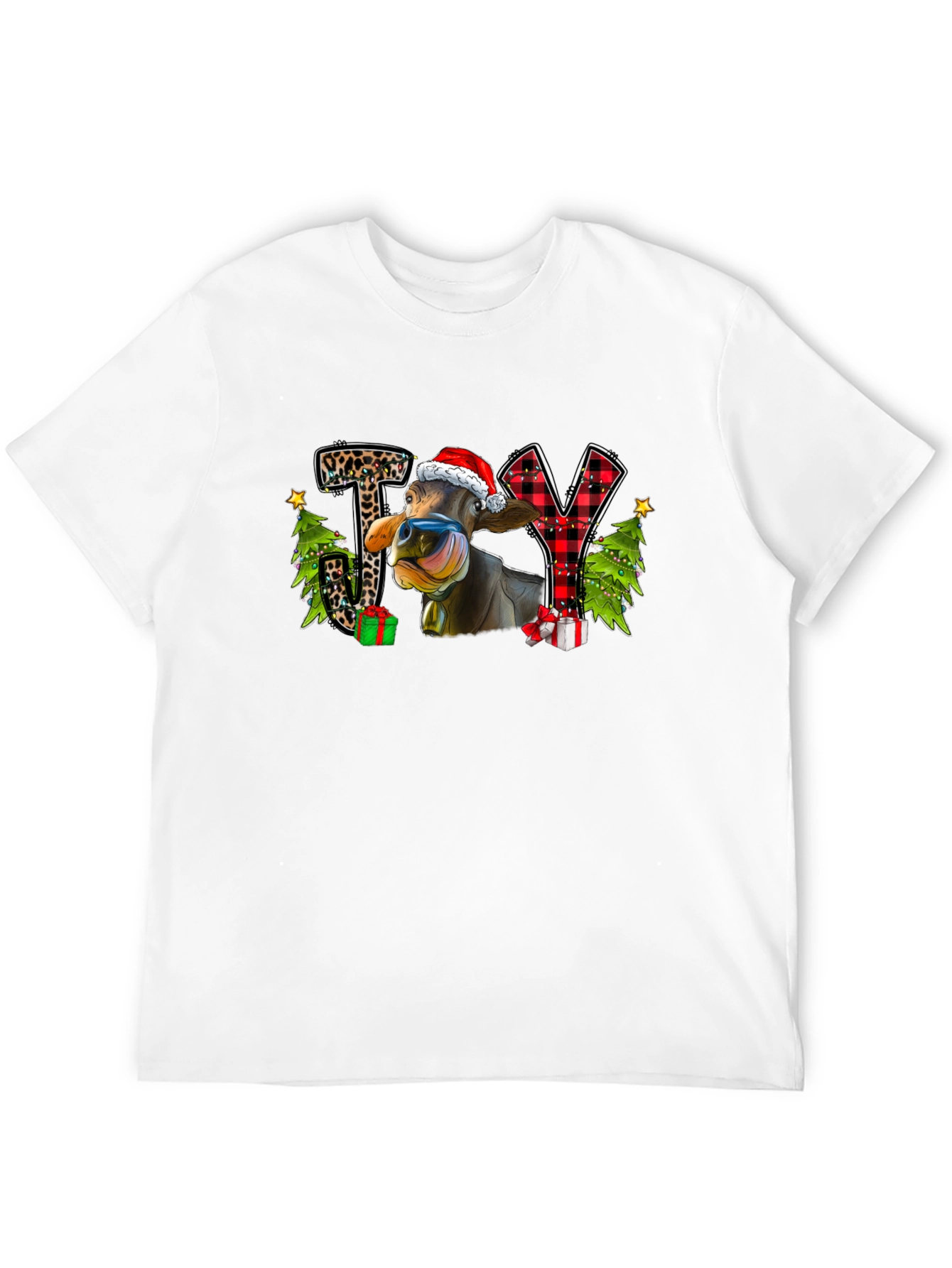 Joy Cow Christmas Graphic T-Shirt
