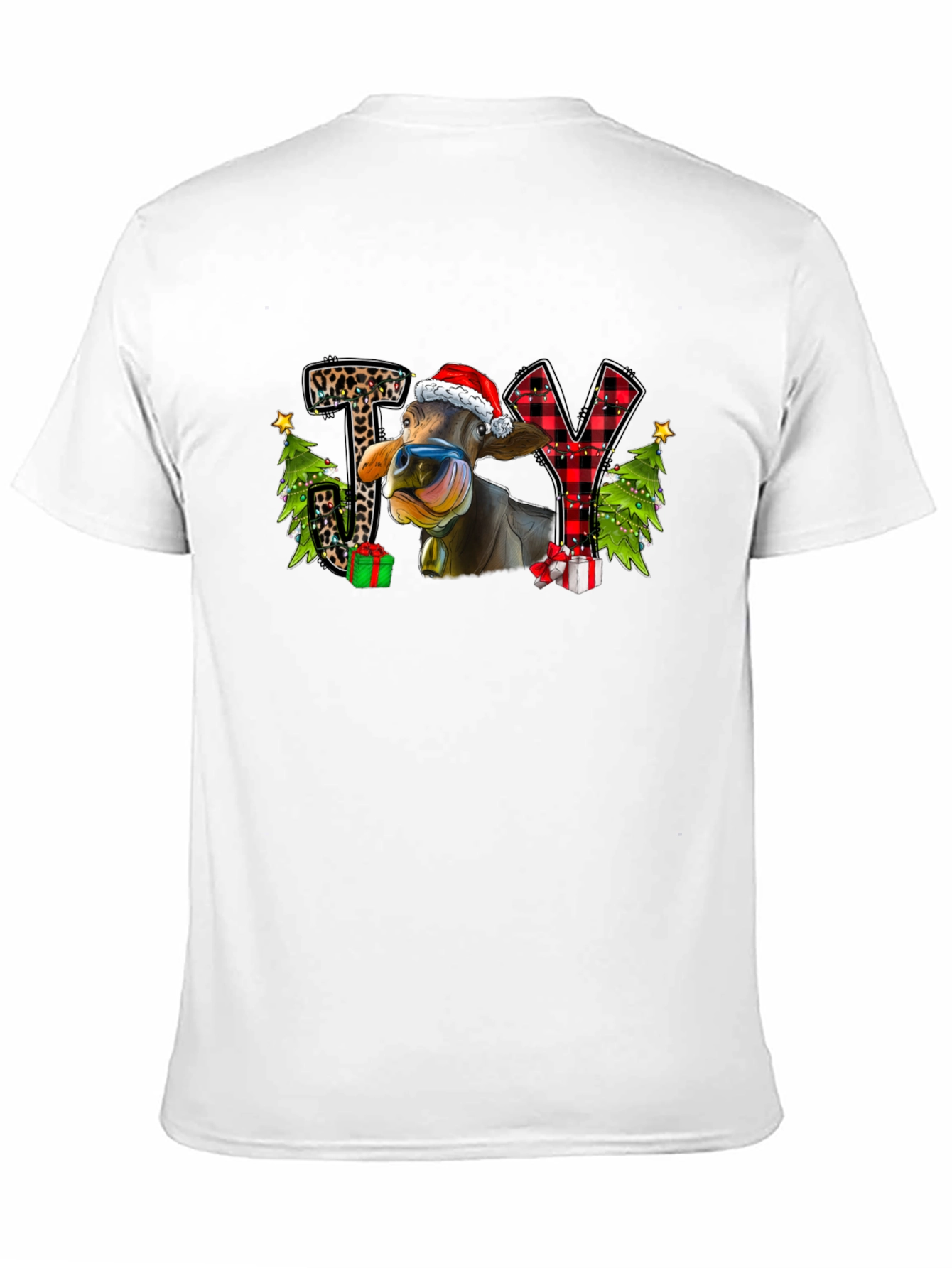 Joy Cow Christmas Graphic T-Shirt