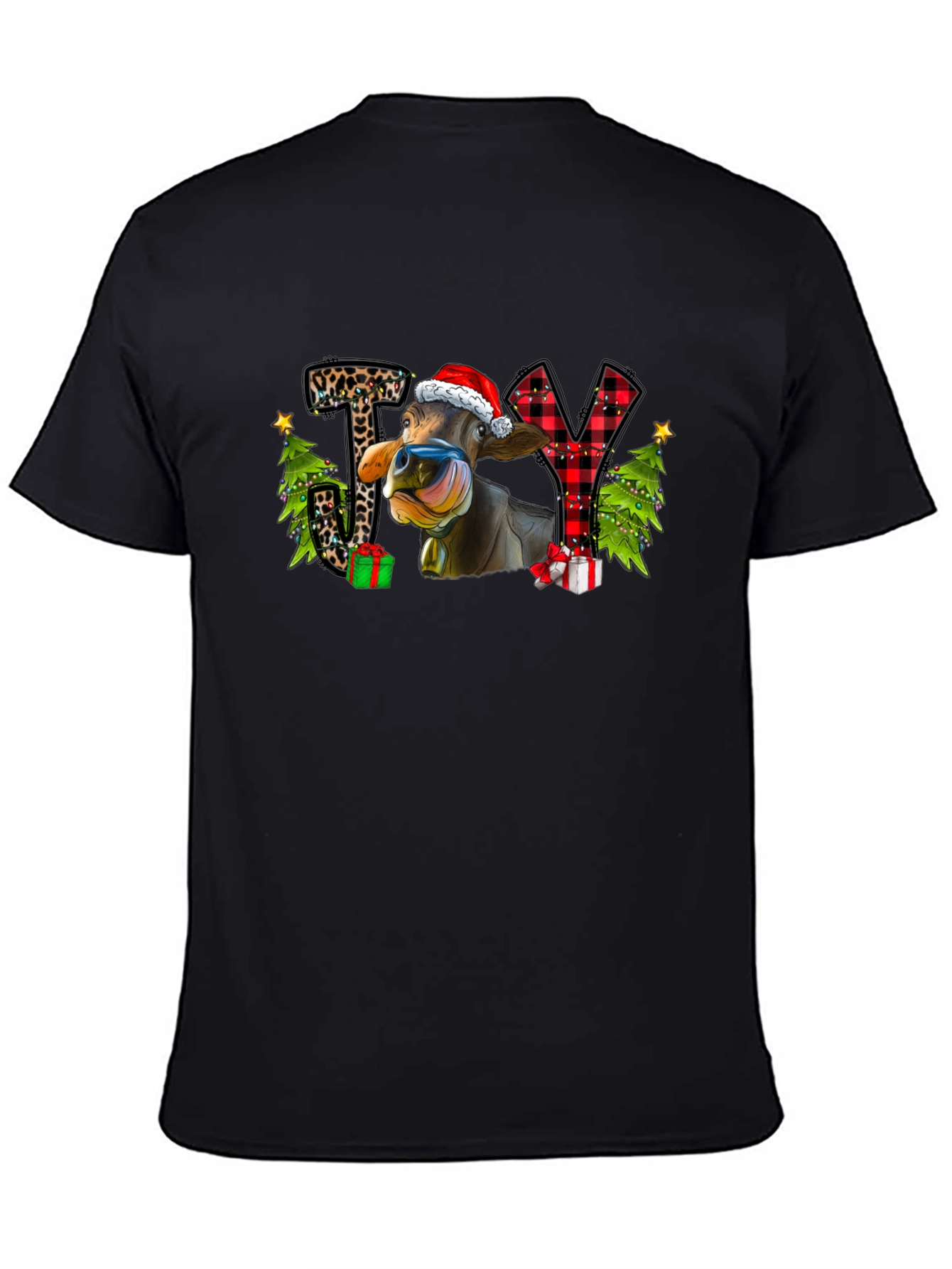 Joy Cow Christmas Graphic T-Shirt