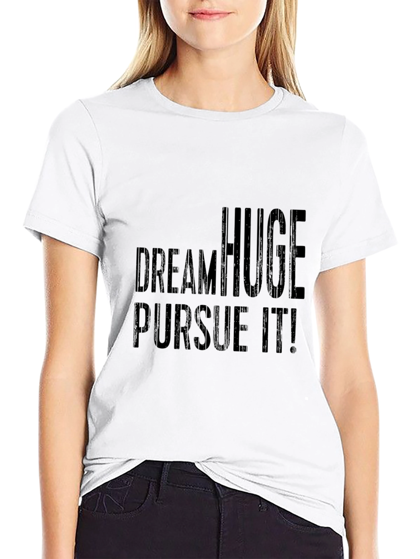 Dream Huge Pursue It! Graphic Tee - Black