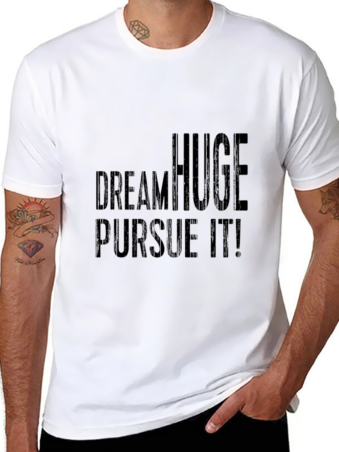 Dream Huge Pursue It! Graphic Tee - Black