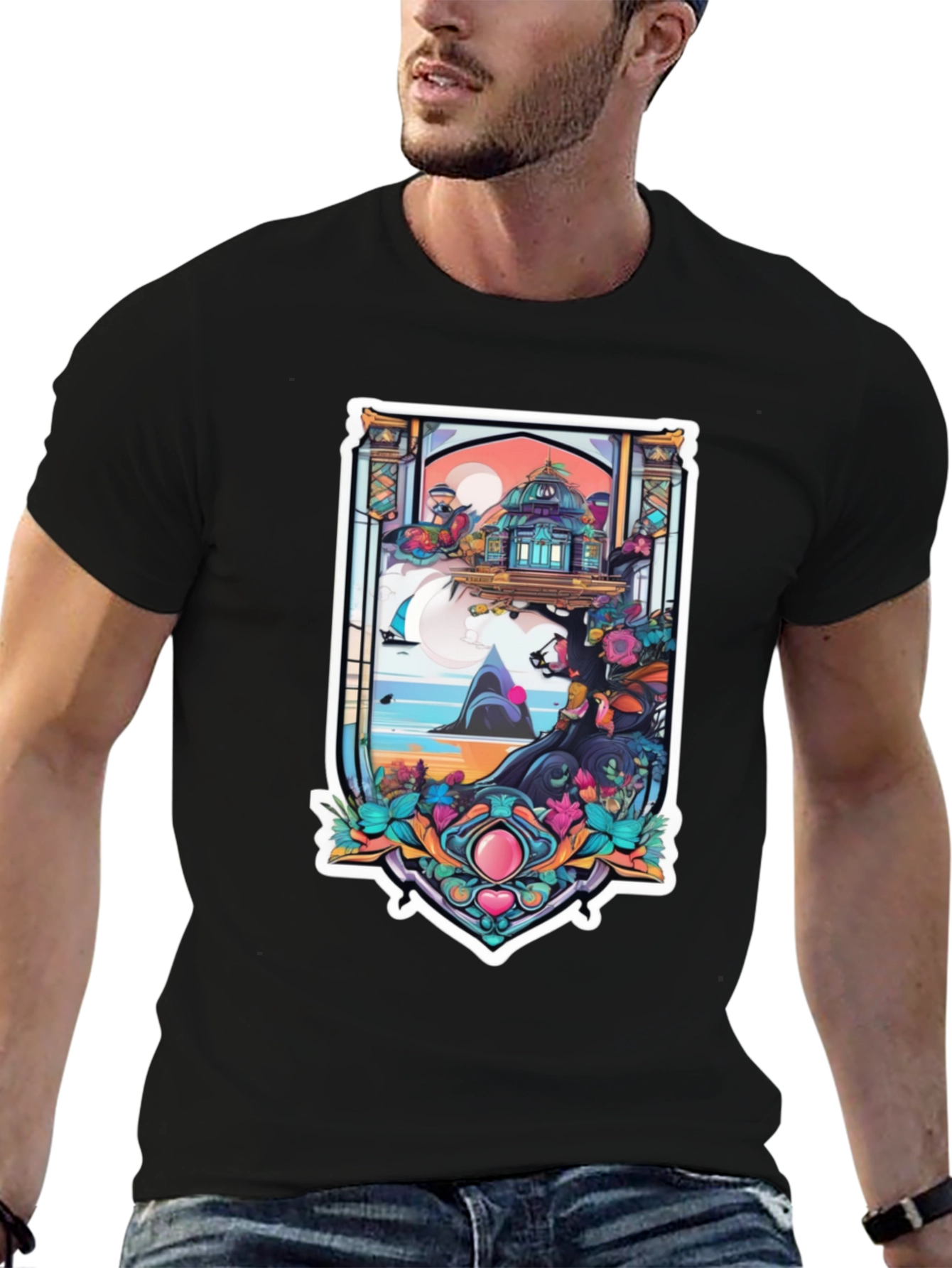 Fantasy Island Graphic Tee - Black Cotton T-Shirt