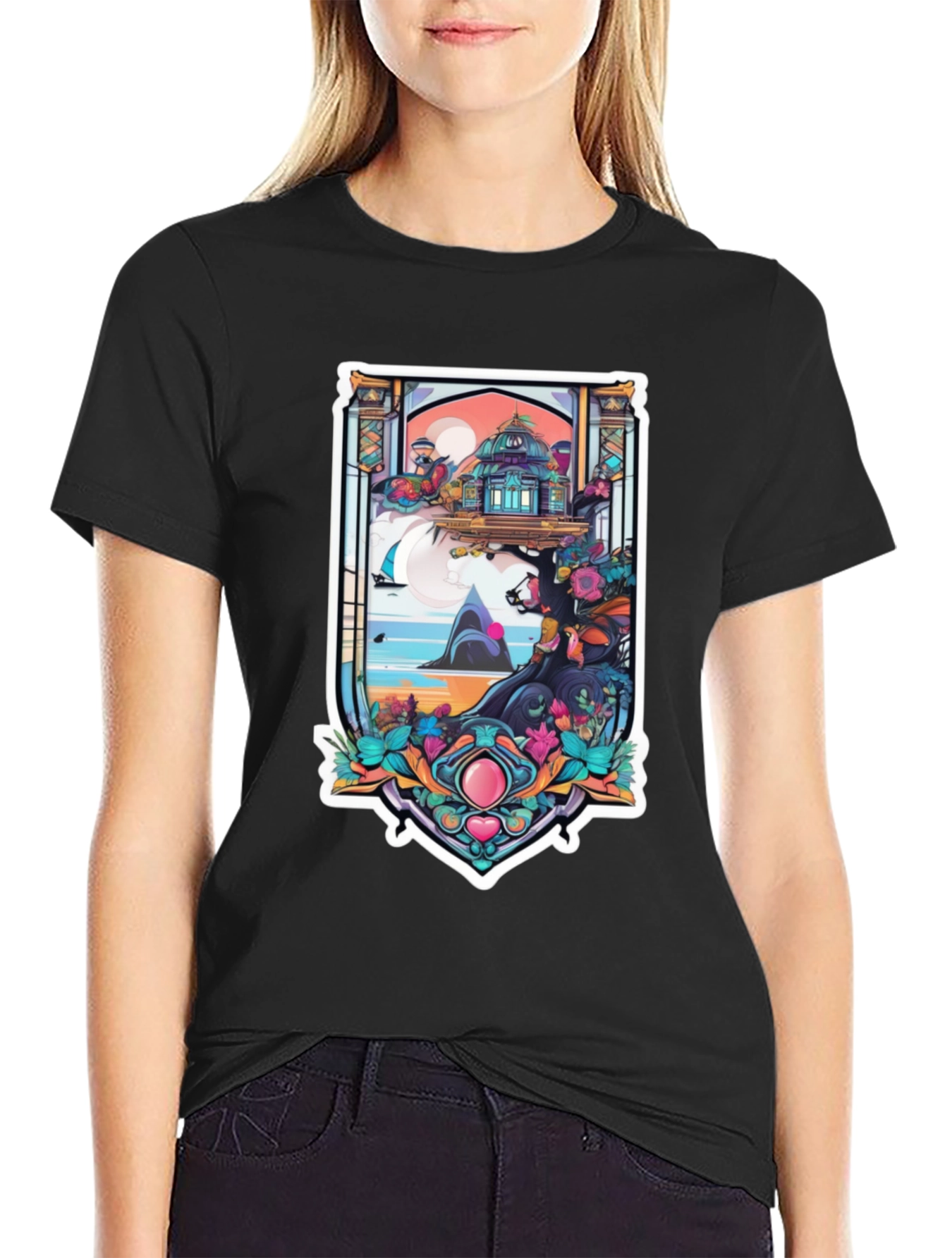 Fantasy Island Graphic Tee - Black Cotton T-Shirt