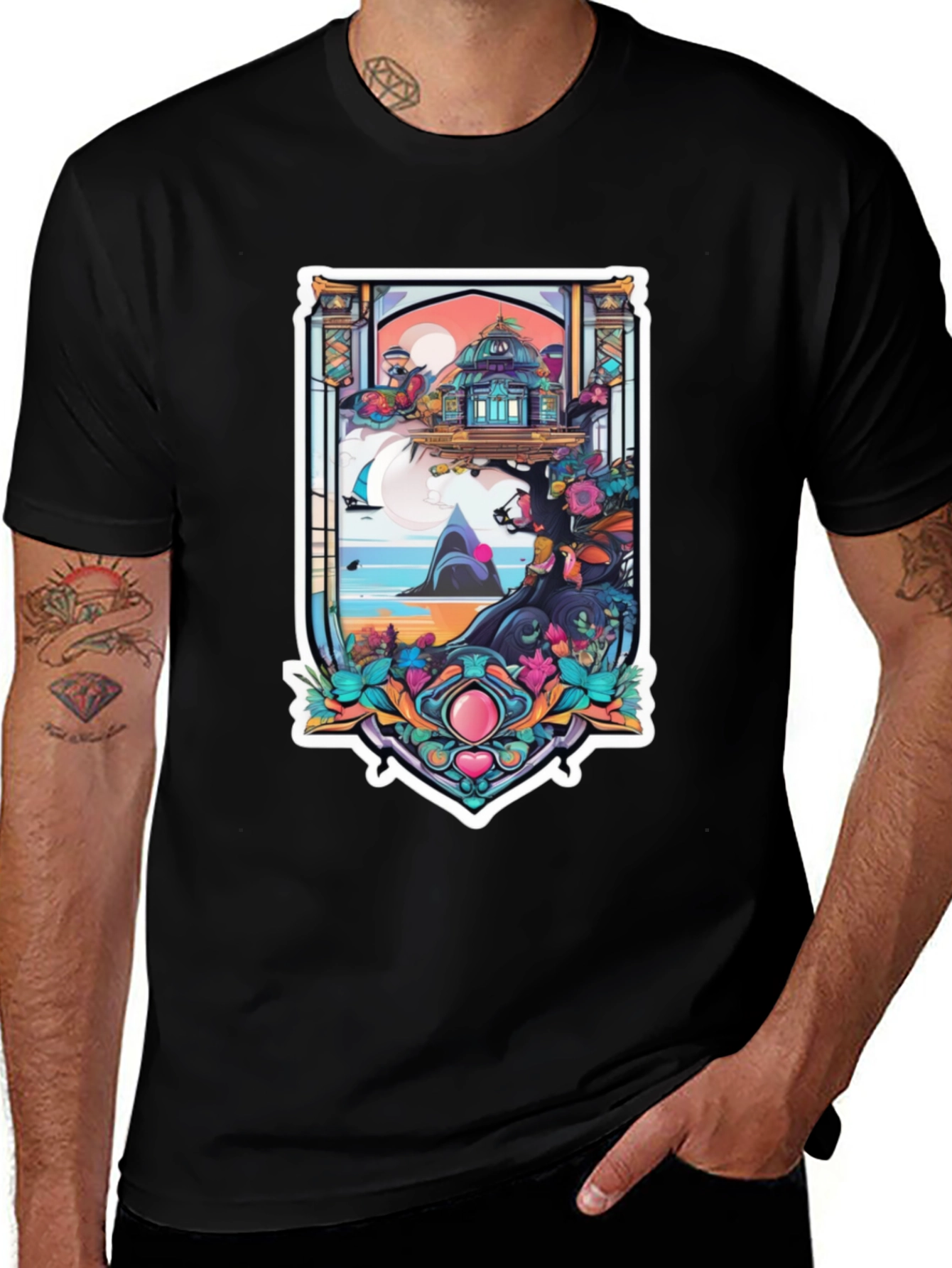 Fantasy Island Graphic Tee - Black Cotton T-Shirt