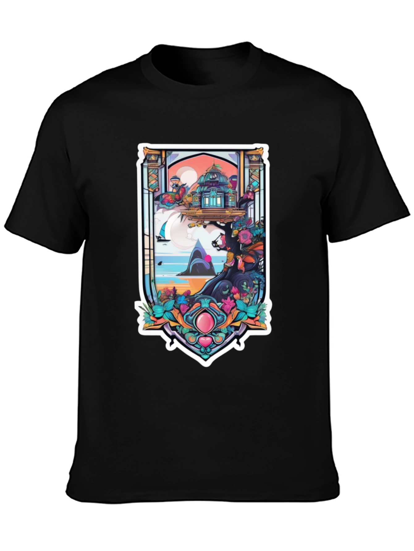 Fantasy Island Graphic Tee - Black Cotton T-Shirt