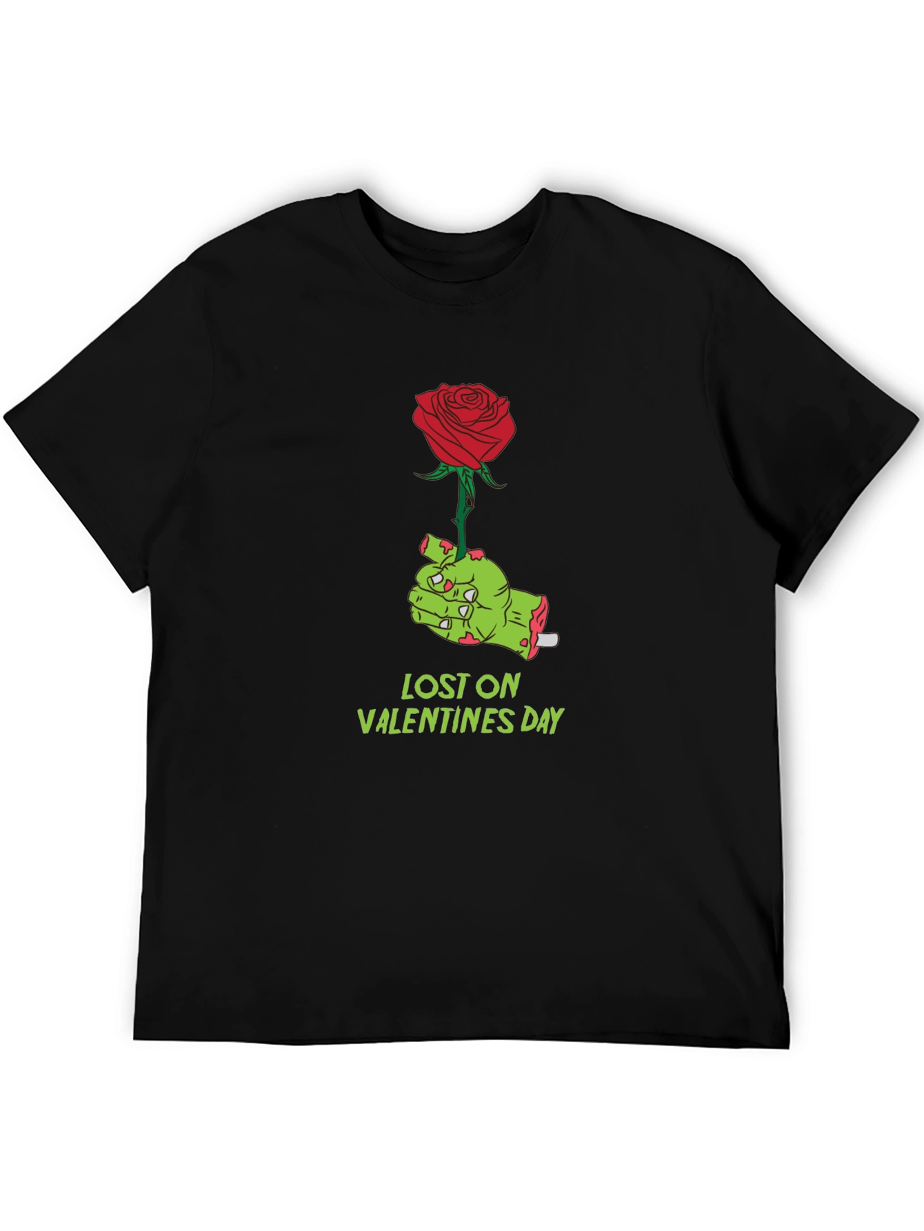 Lost on Valentines Day Zombie Hand Rose Graphic T-Shirt
