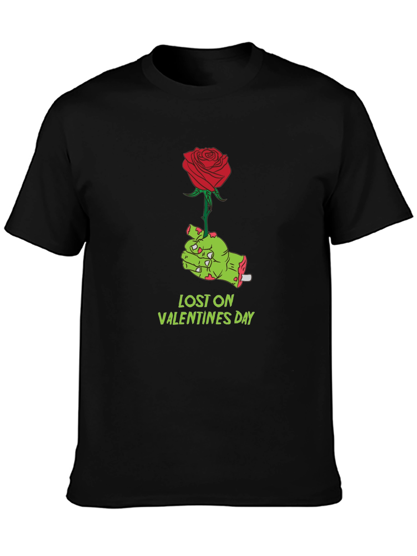 Lost on Valentines Day Zombie Hand Rose Graphic T-Shirt