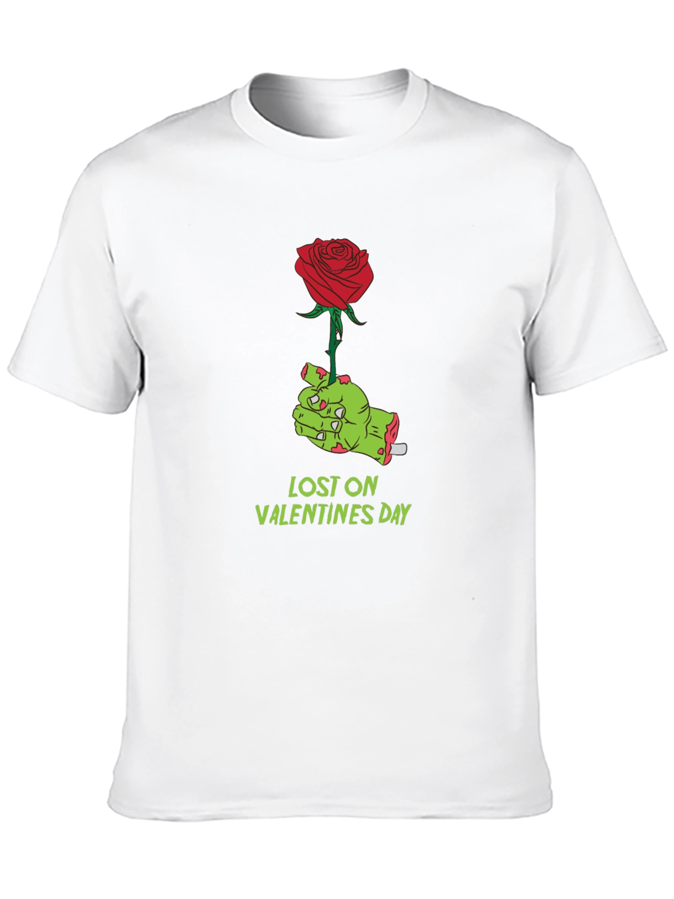 Lost on Valentines Day Zombie Hand Rose Graphic T-Shirt
