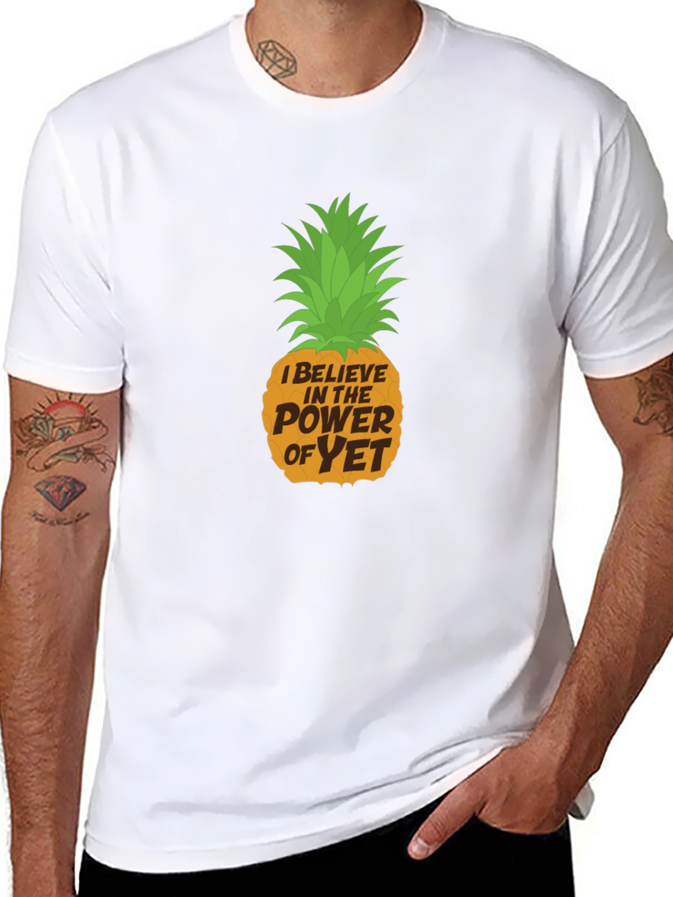 Power of Yet Pineapple Graphic Tee - Black Cotton