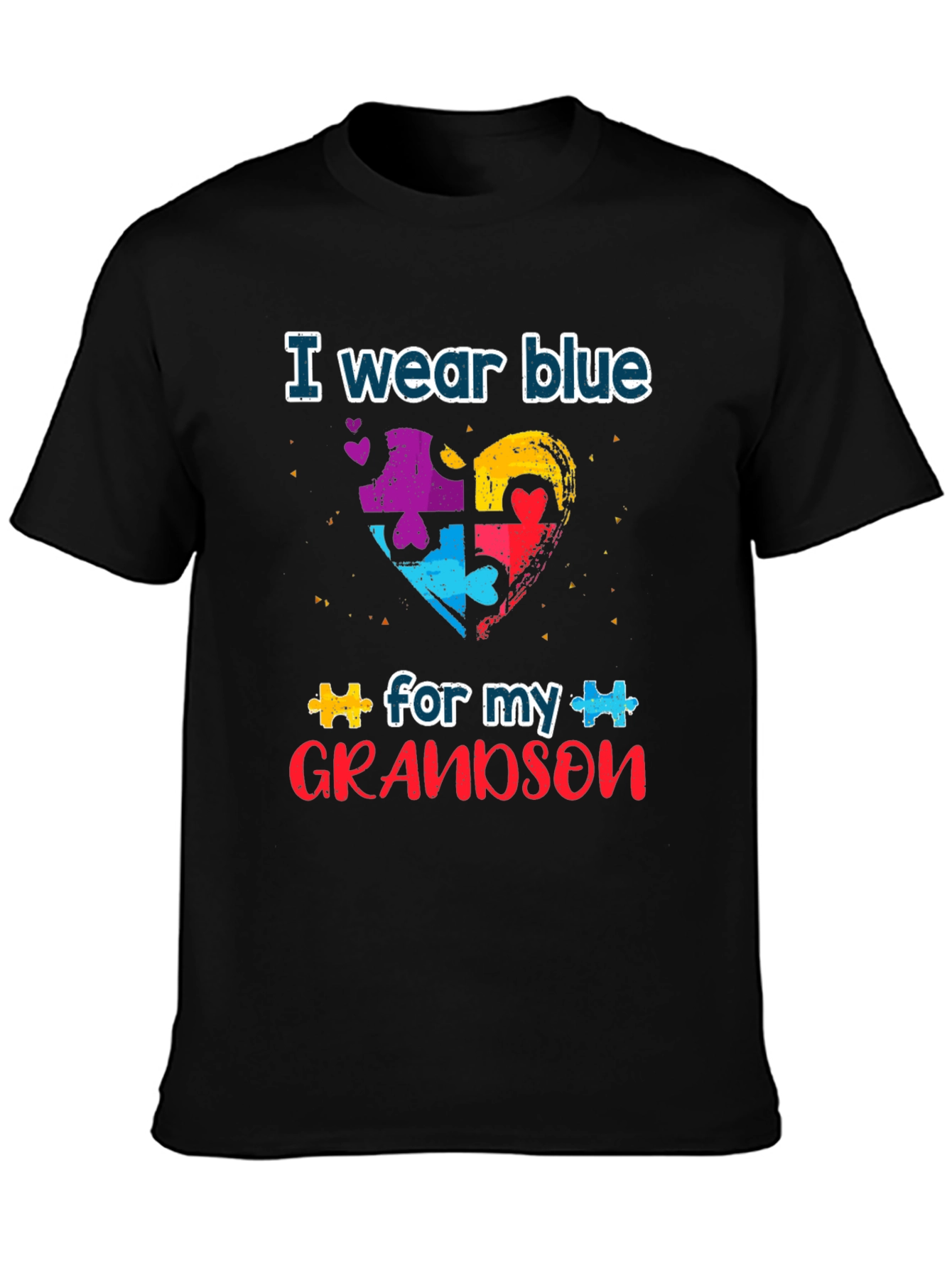 Autism Awareness Grandson T-Shirt: I Wear Blue