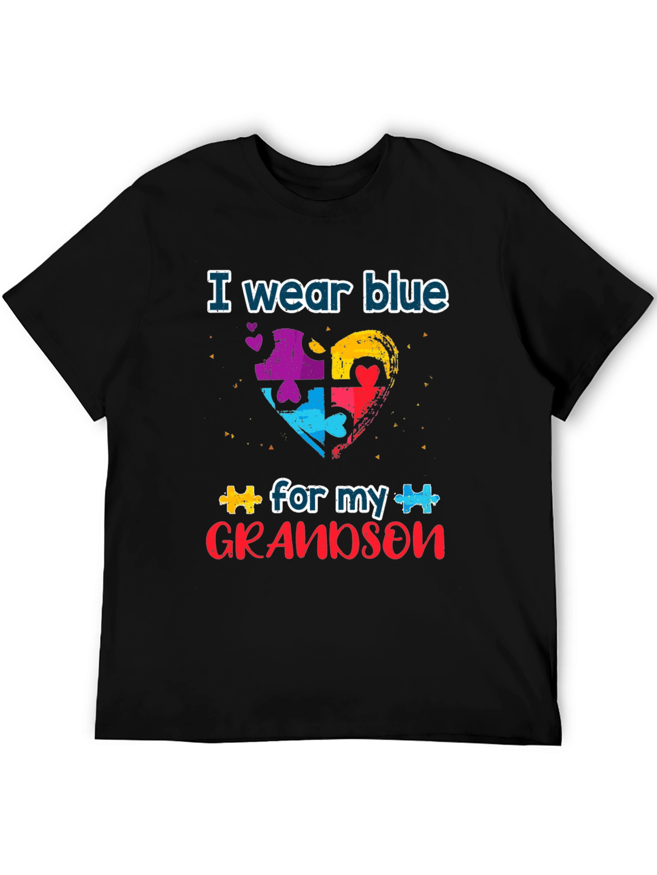 Autism Awareness Grandson T-Shirt: I Wear Blue