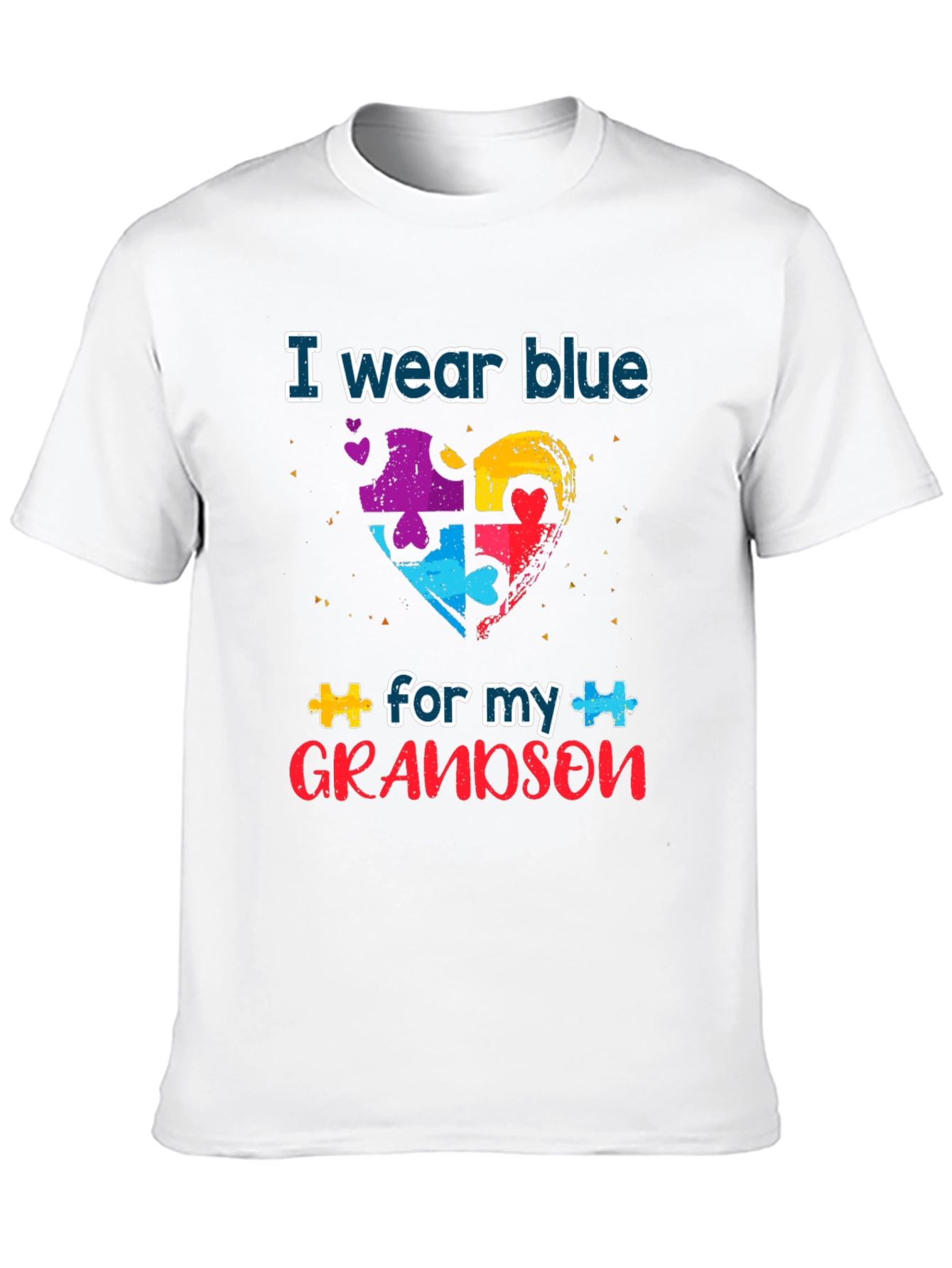Autism Awareness Grandson T-Shirt: I Wear Blue