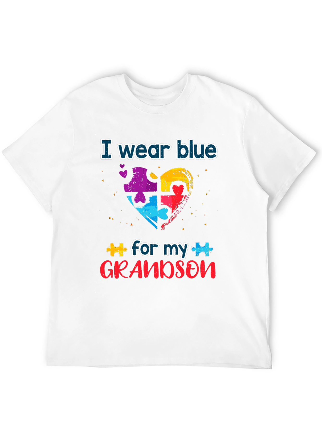 Autism Awareness Grandson T-Shirt: I Wear Blue