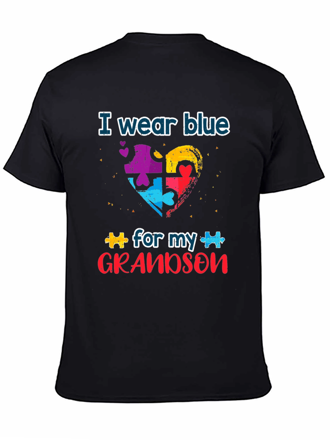 Autism Awareness Grandson T-Shirt: I Wear Blue